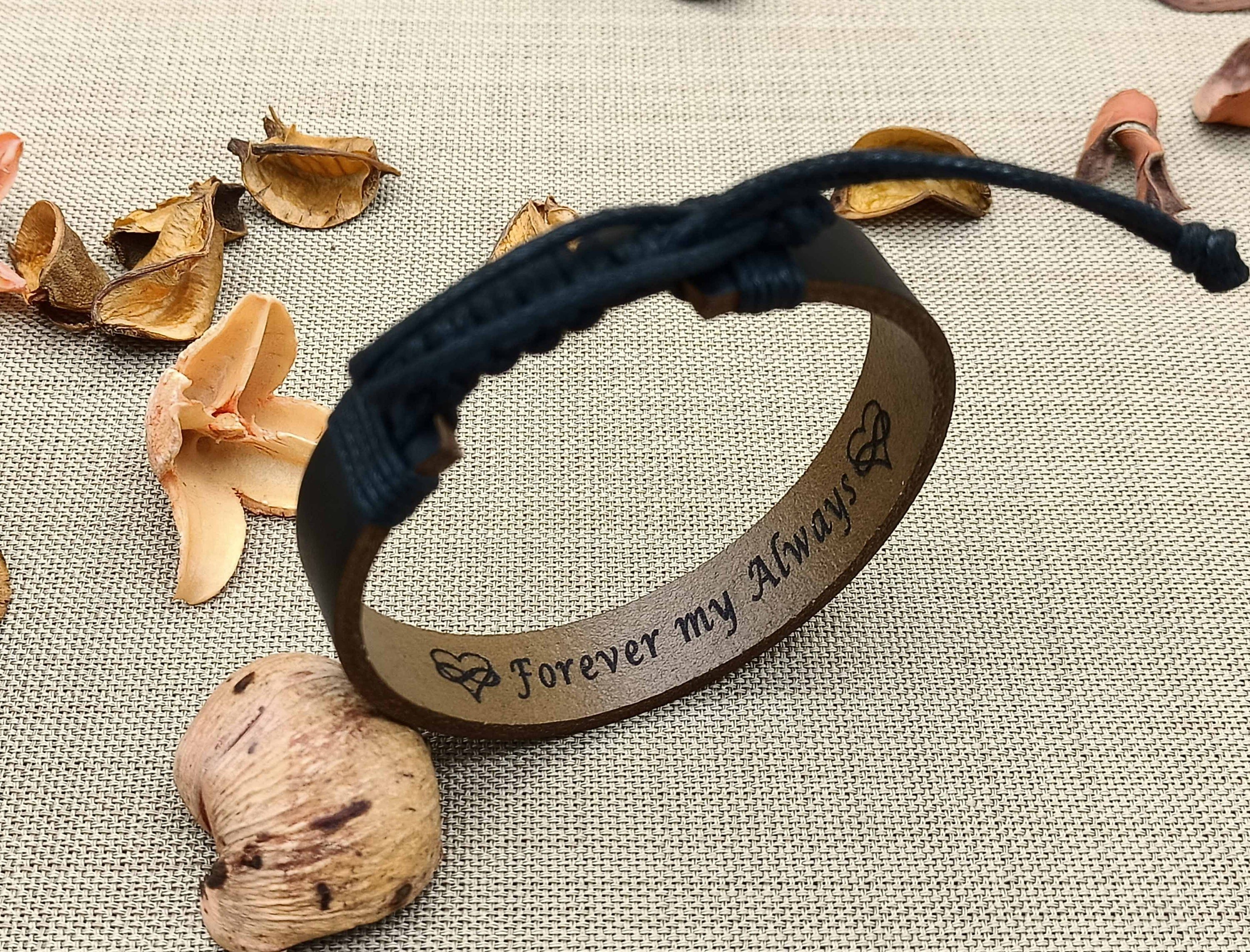 Personalized Adjustable Leather Men's Bracelet | Valentine's Day Gift for Him | Anniversary Gifts | Custom Engraved Bracelets