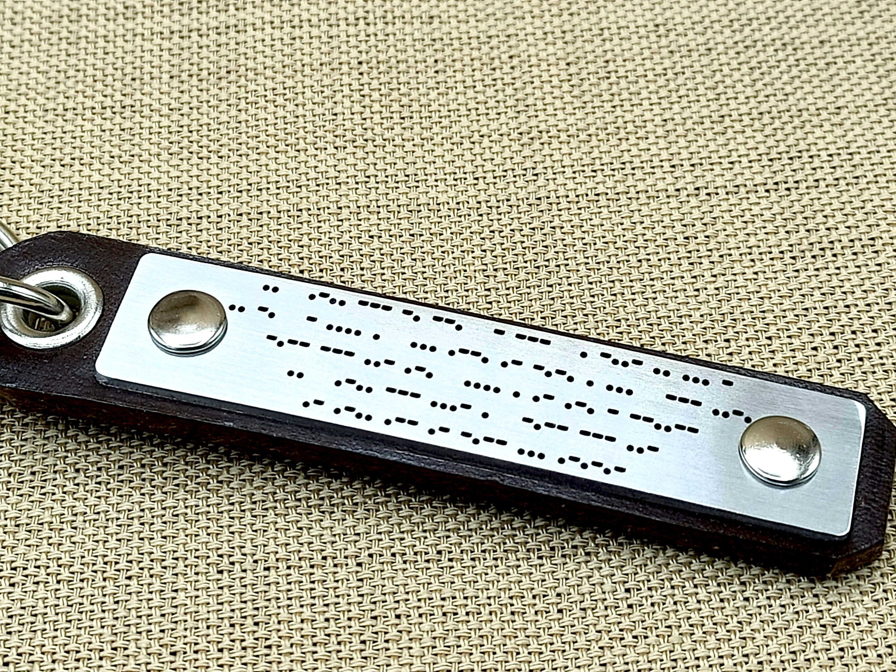 Personalized Morse Code Leather Keychain - Secret Message Keychain