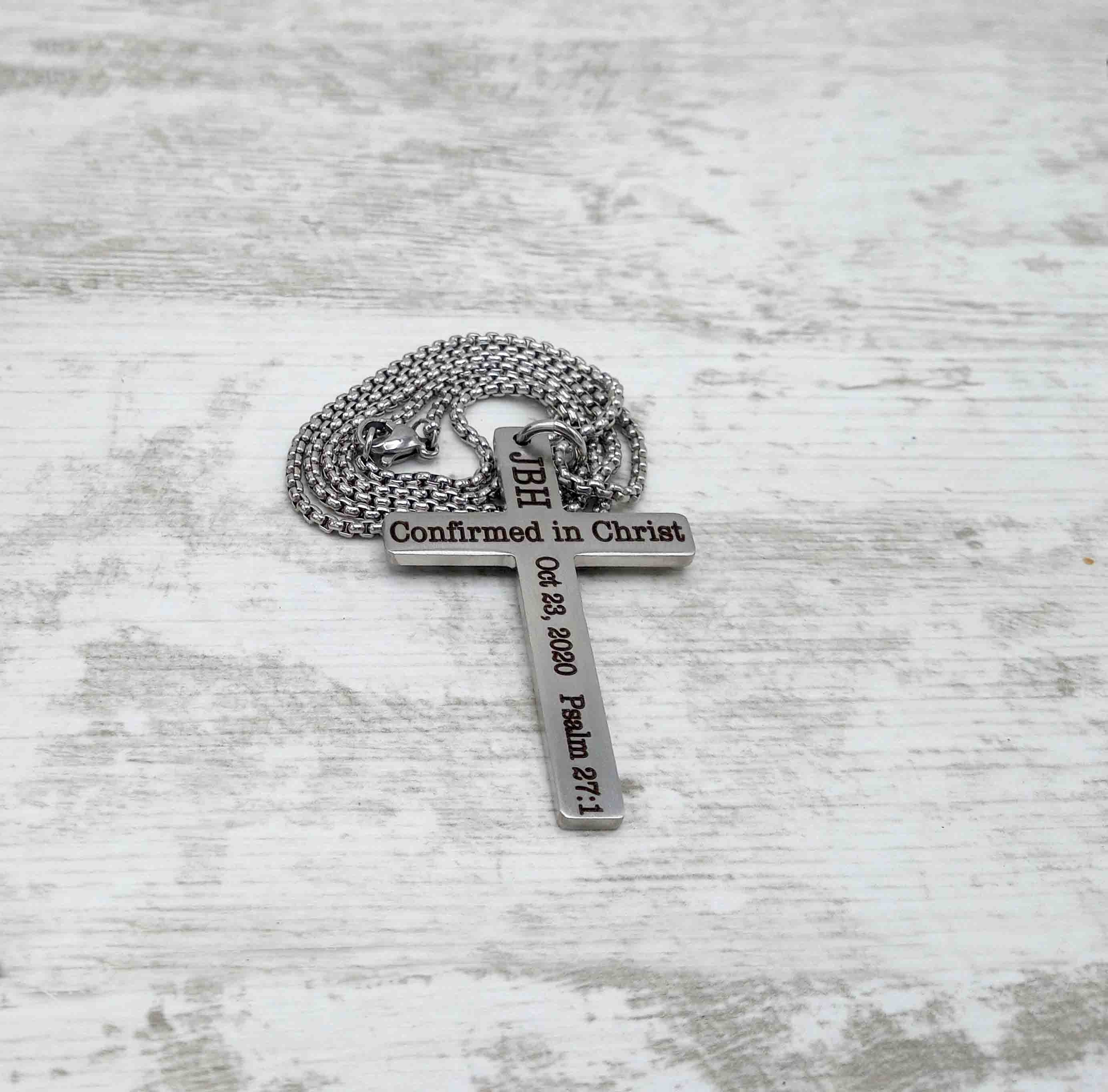 Christian Necklace Gifts for Friends, Customized Cross Necklace, Confirmation Gift for Men, Personalized Baptism Gift, Waterproof Necklace