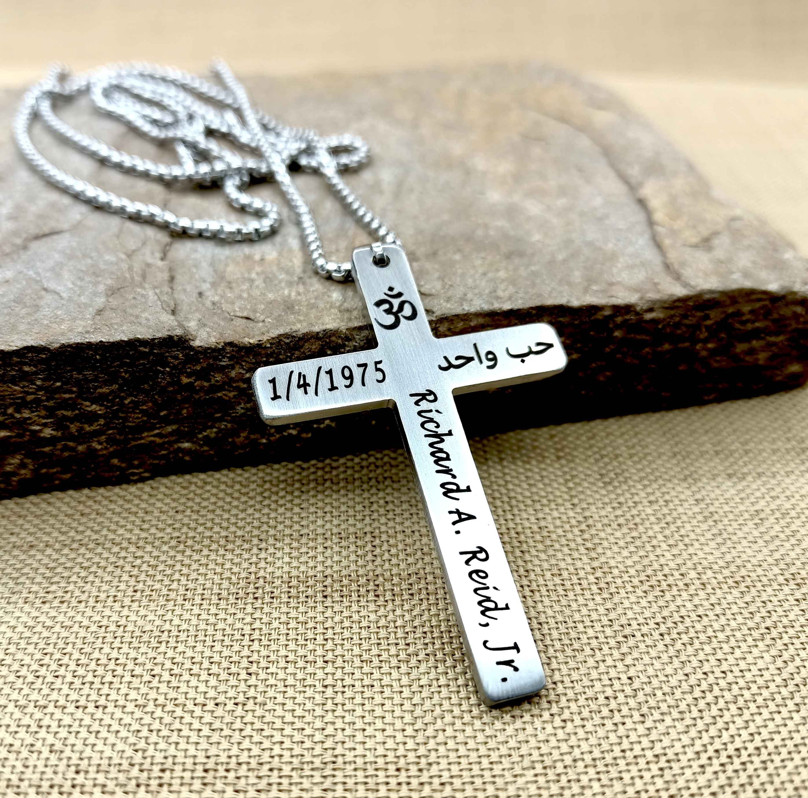 Christian Necklace Gifts for Friends, Customized Cross Necklace, Confirmation Gift for Men, Personalized Baptism Gift, Waterproof Necklace