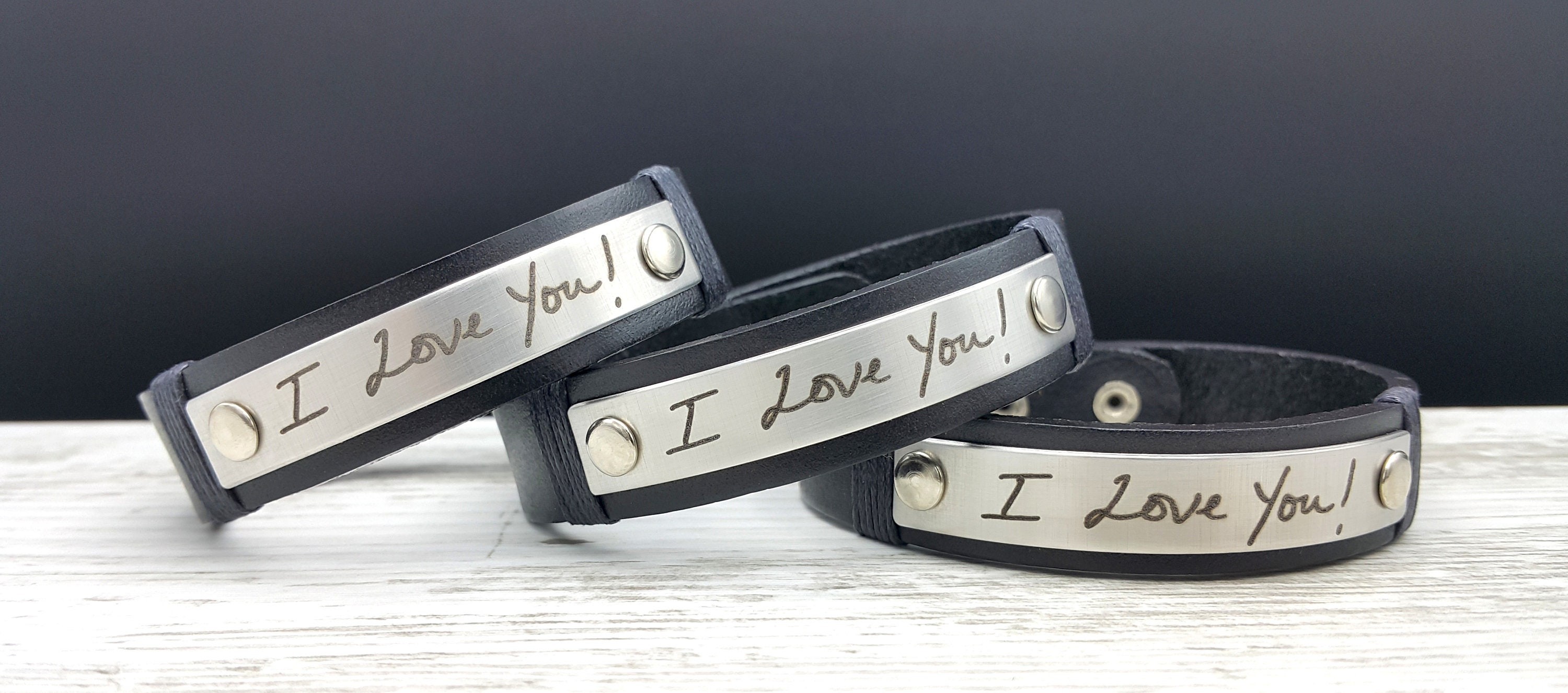 Actual Handwriting Leather Bracelet • Signature Bracelet • Memorial Keepsake Gift • Handwriting Bracelet • Customized Gift for Mens