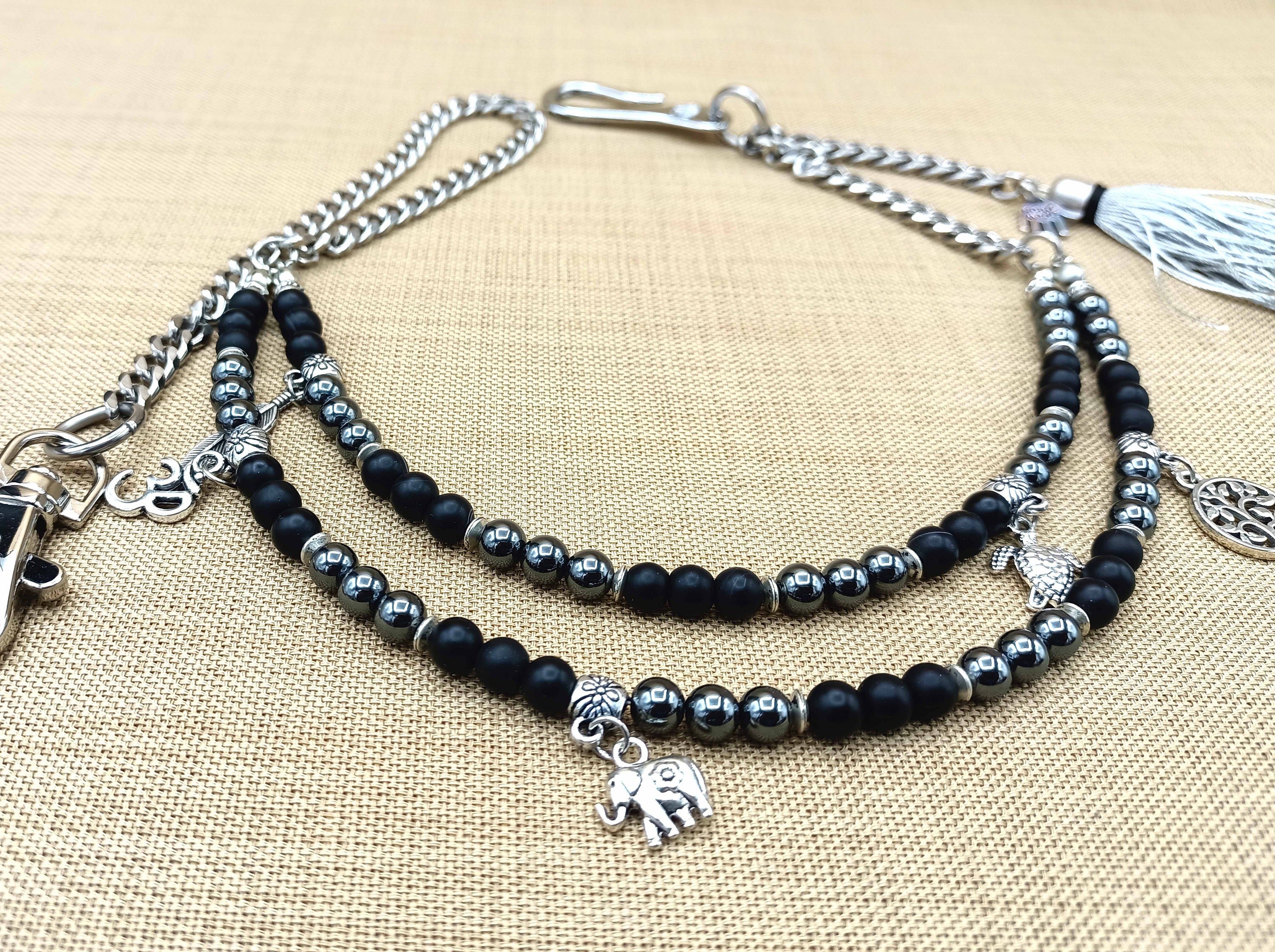 Sacred Flow – Double Strand Silver Wallet Chain for Men