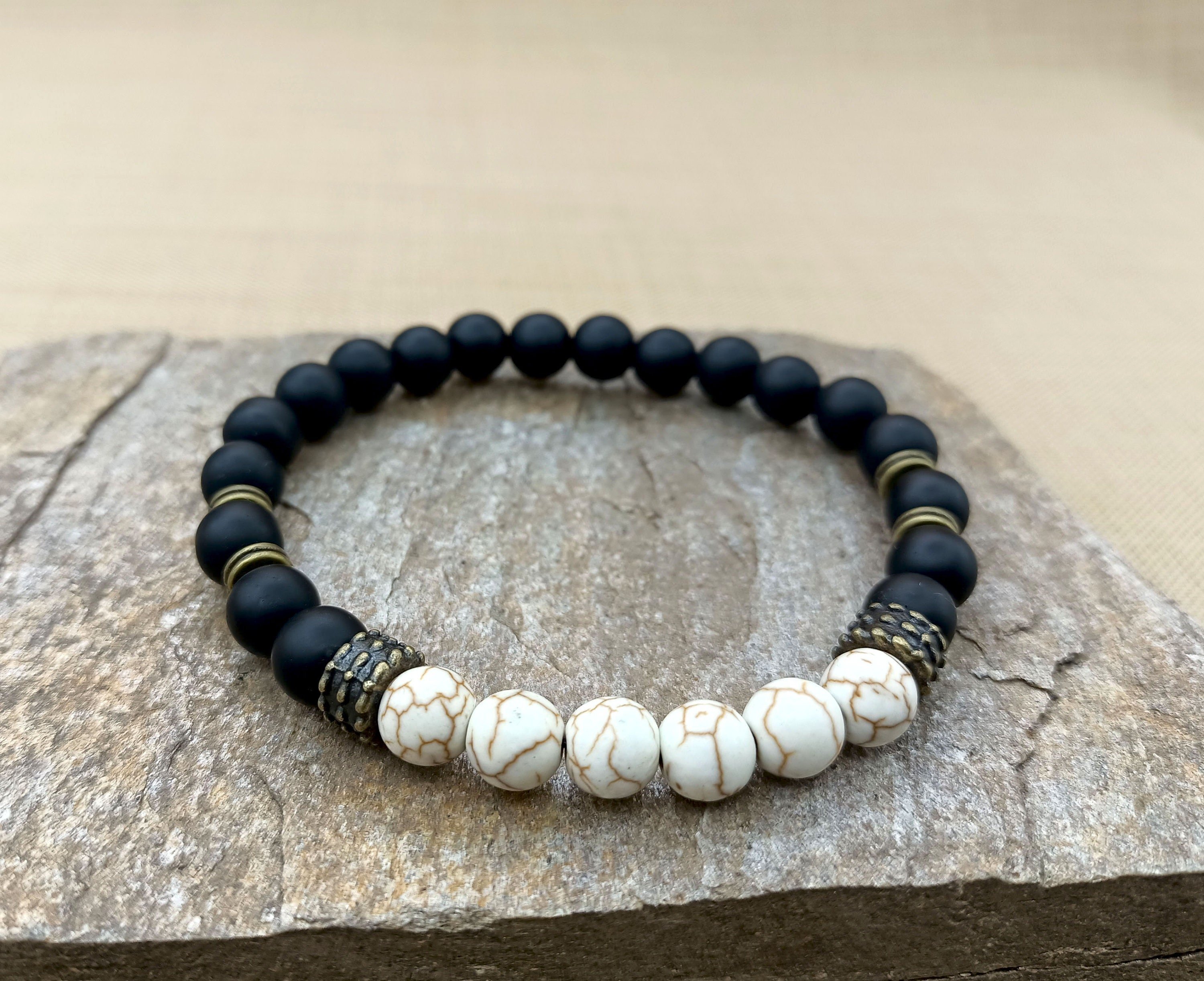The Grounded Soul – Black Onyx & Howlite Men's Bracelet