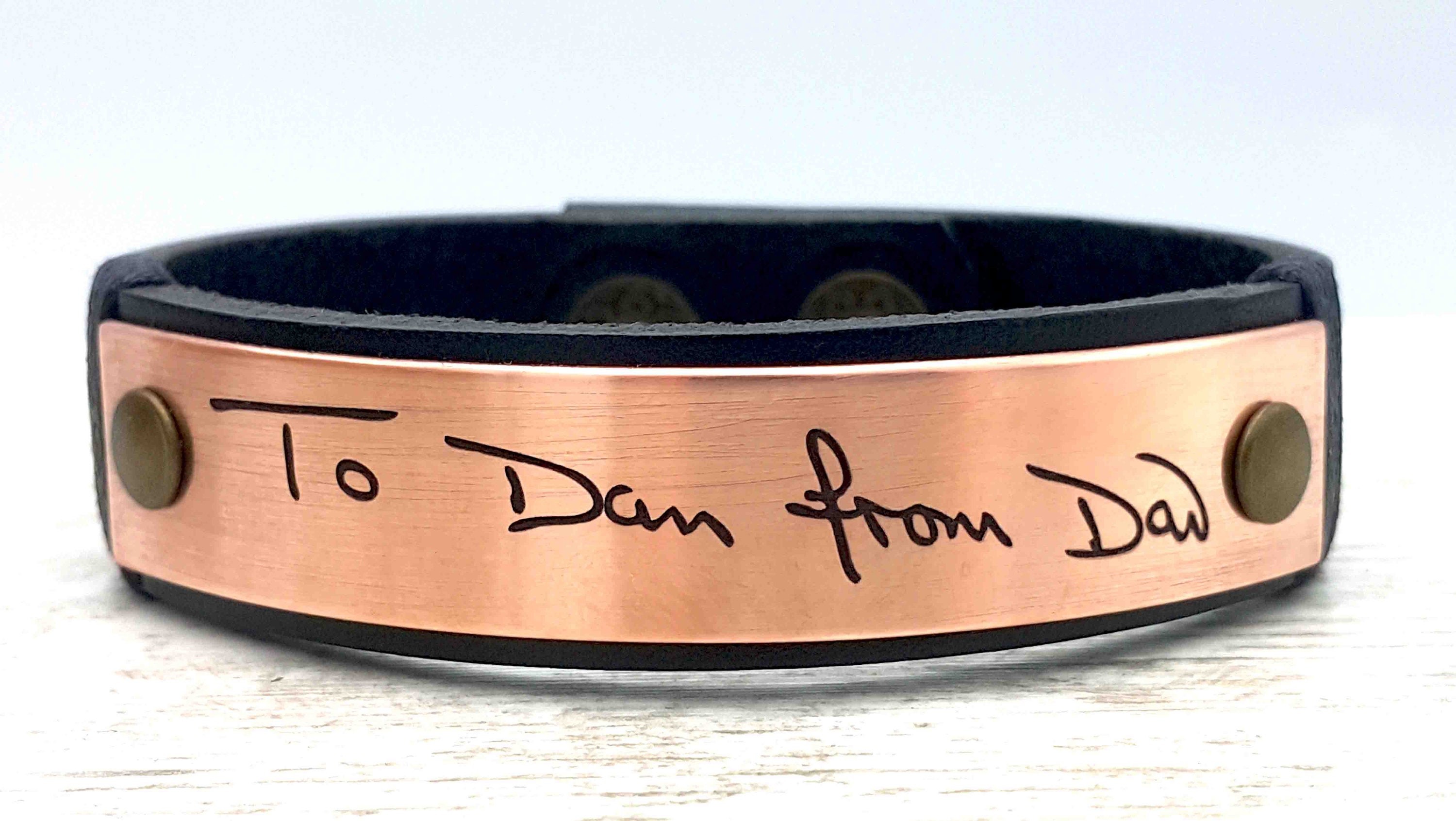 Actual Handwriting Engraved Copper Bracelet, Signature Bracelet, Actual Kids Drawing, Personalized Artwork, Christmas Gift for Husband, Son