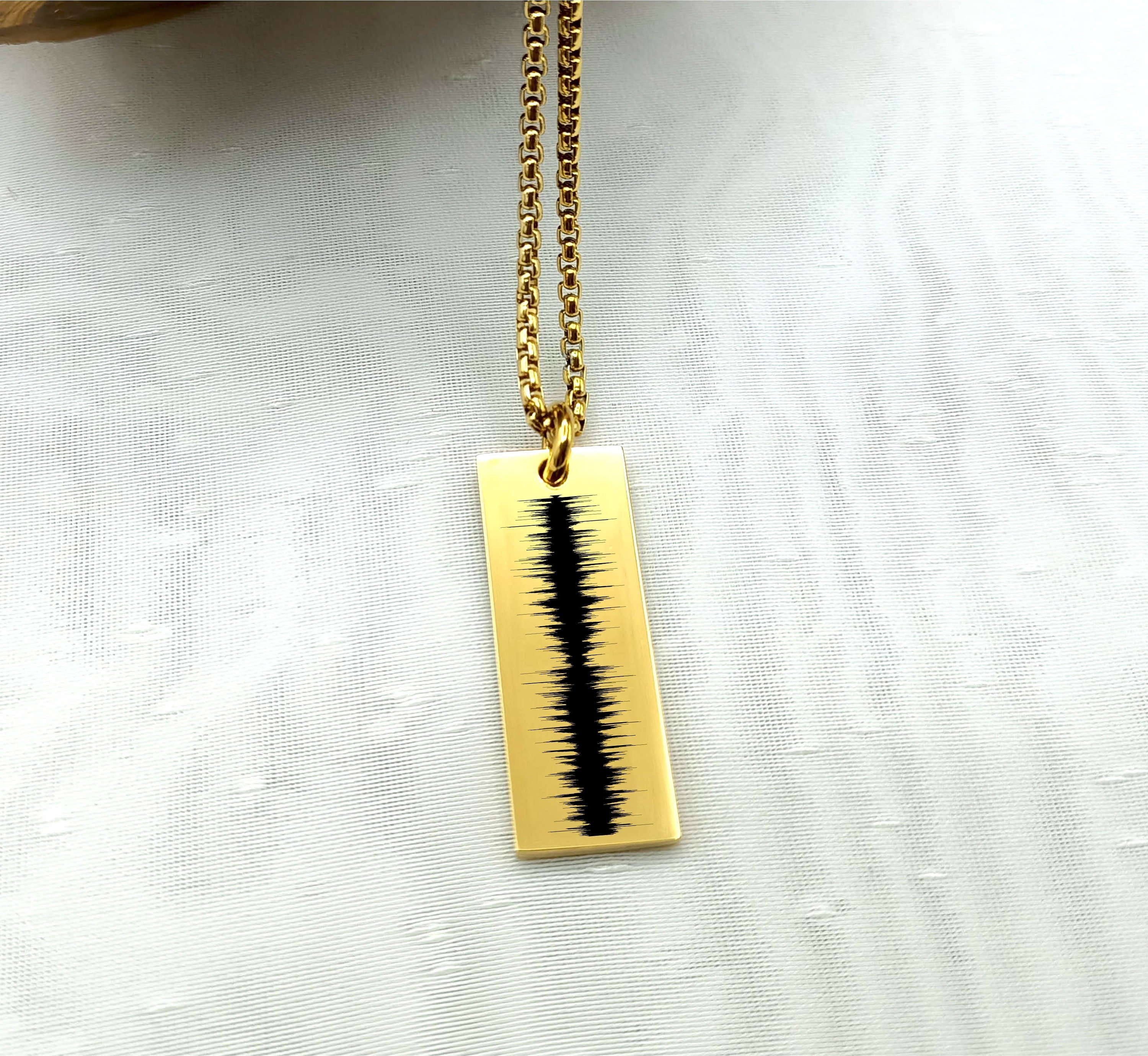 Soundwave Necklace with QR Code links to the Audio, Sound wave Jewelry, Heartbeat Necklace, Voice Recording Gift for Mom, Girlfriend Gift