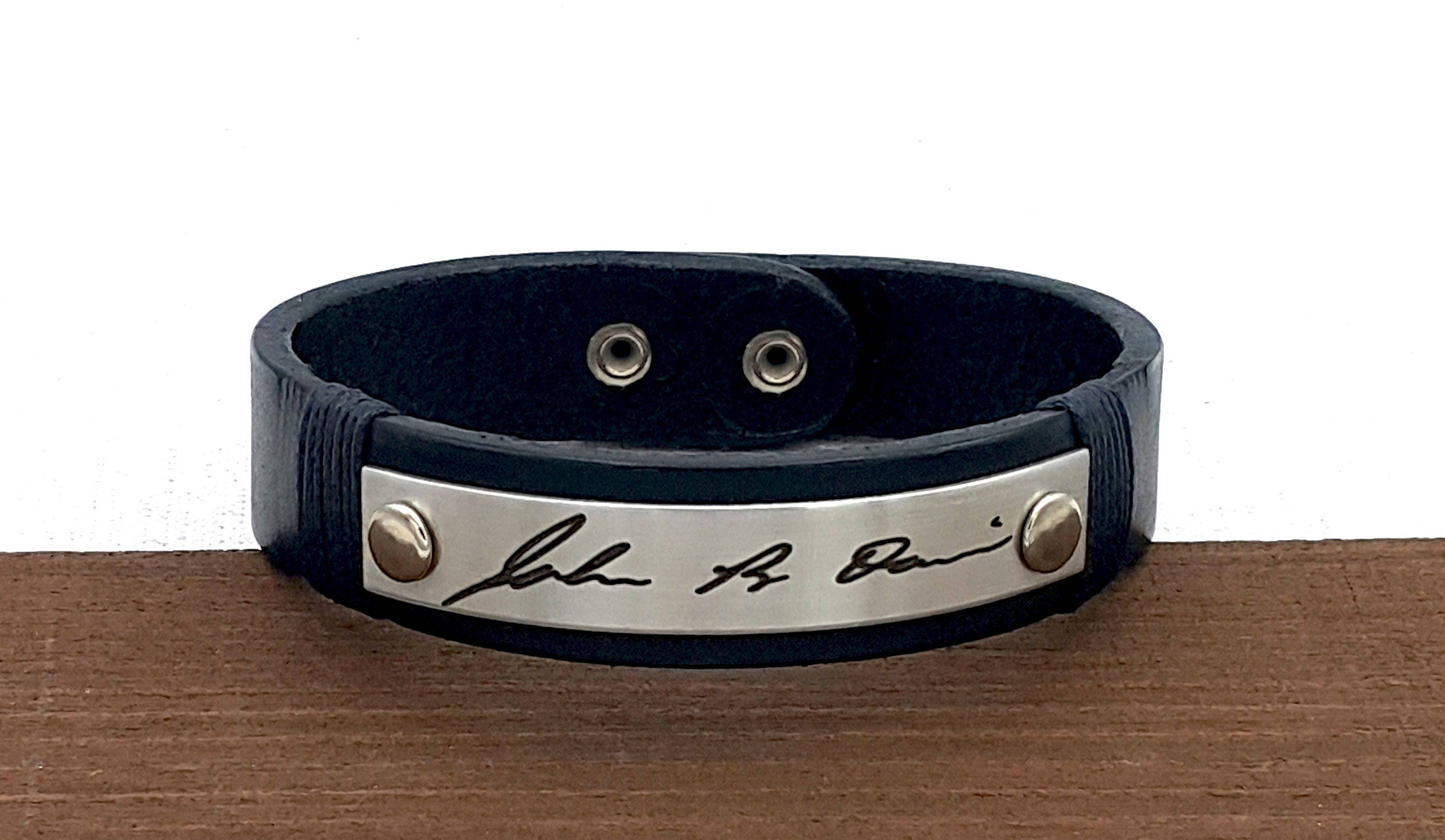 Actual Handwriting Leather Bracelet • Signature Bracelet • Memorial Keepsake Gift • Handwriting Bracelet • Customized Gift for Mens
