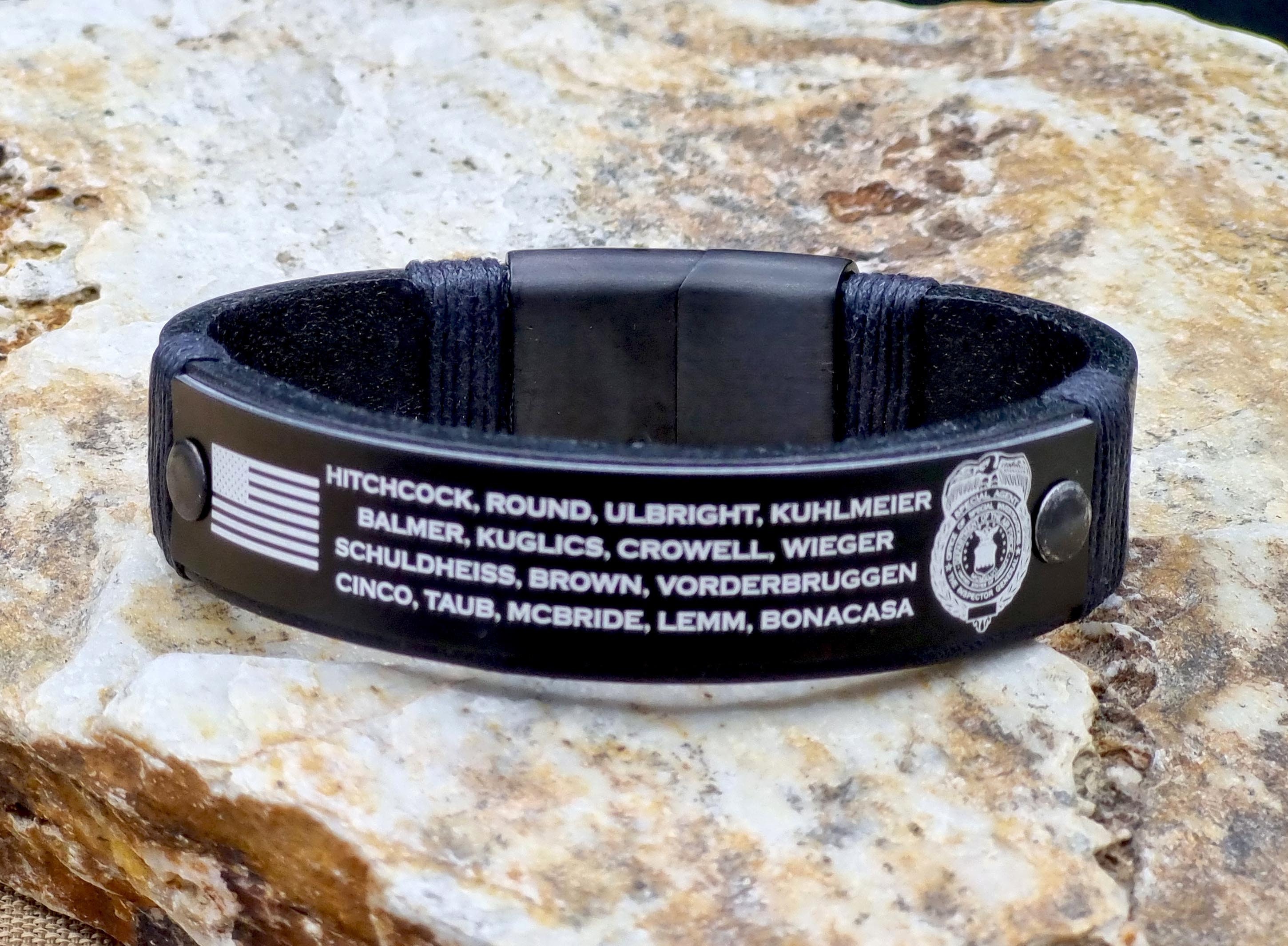 Personalized Fallen Police Officer K9 Memorial Leather Bracelet, End of Watch, Law Enforcement Gift, First Responder Bracelet
