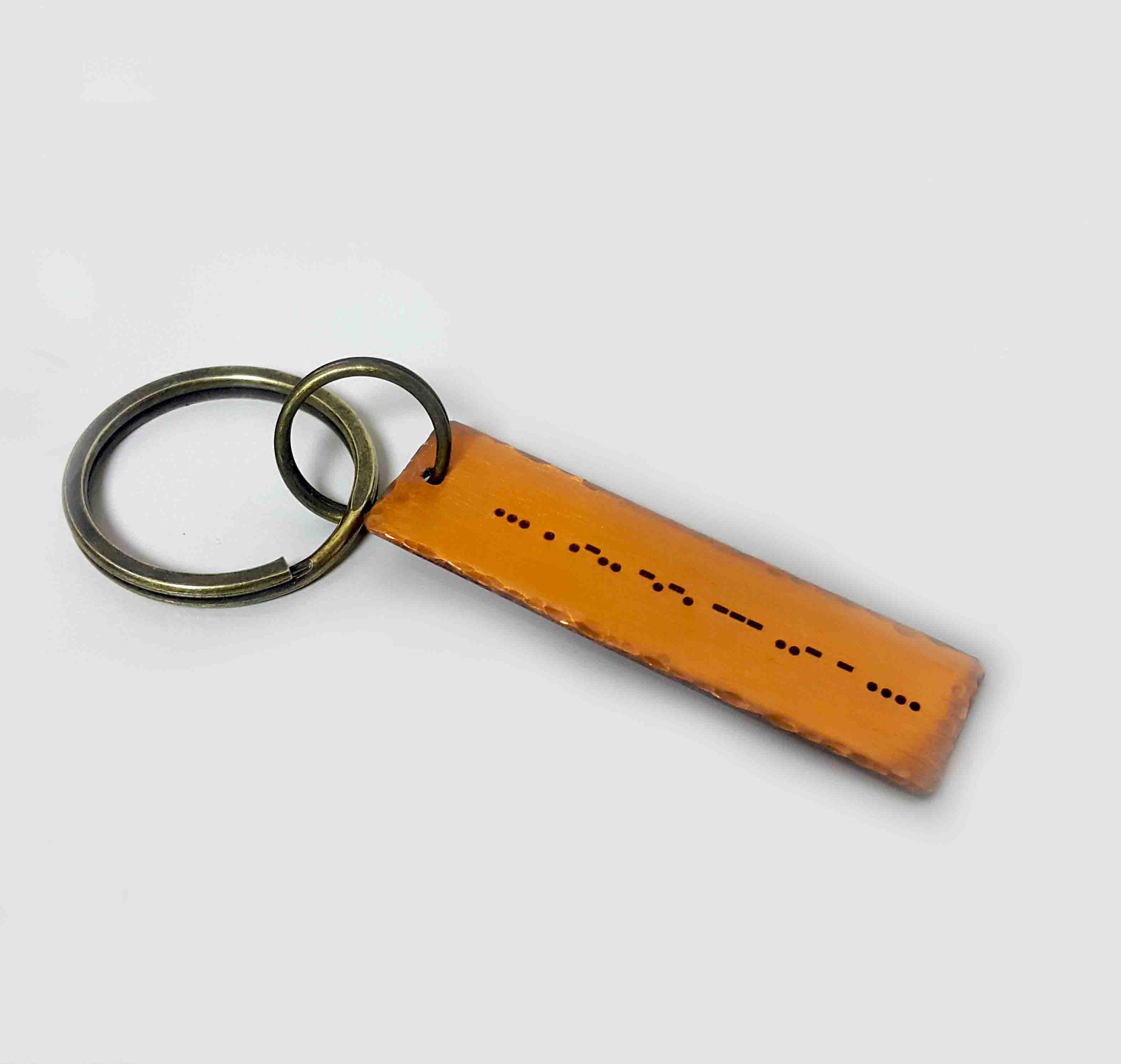 7th Anniversary Copper Gifts, Copper Morse Code Keychain,  Customized Secret Message Morse Code Key Chain, 7th Wedding Anniversary Keychain
