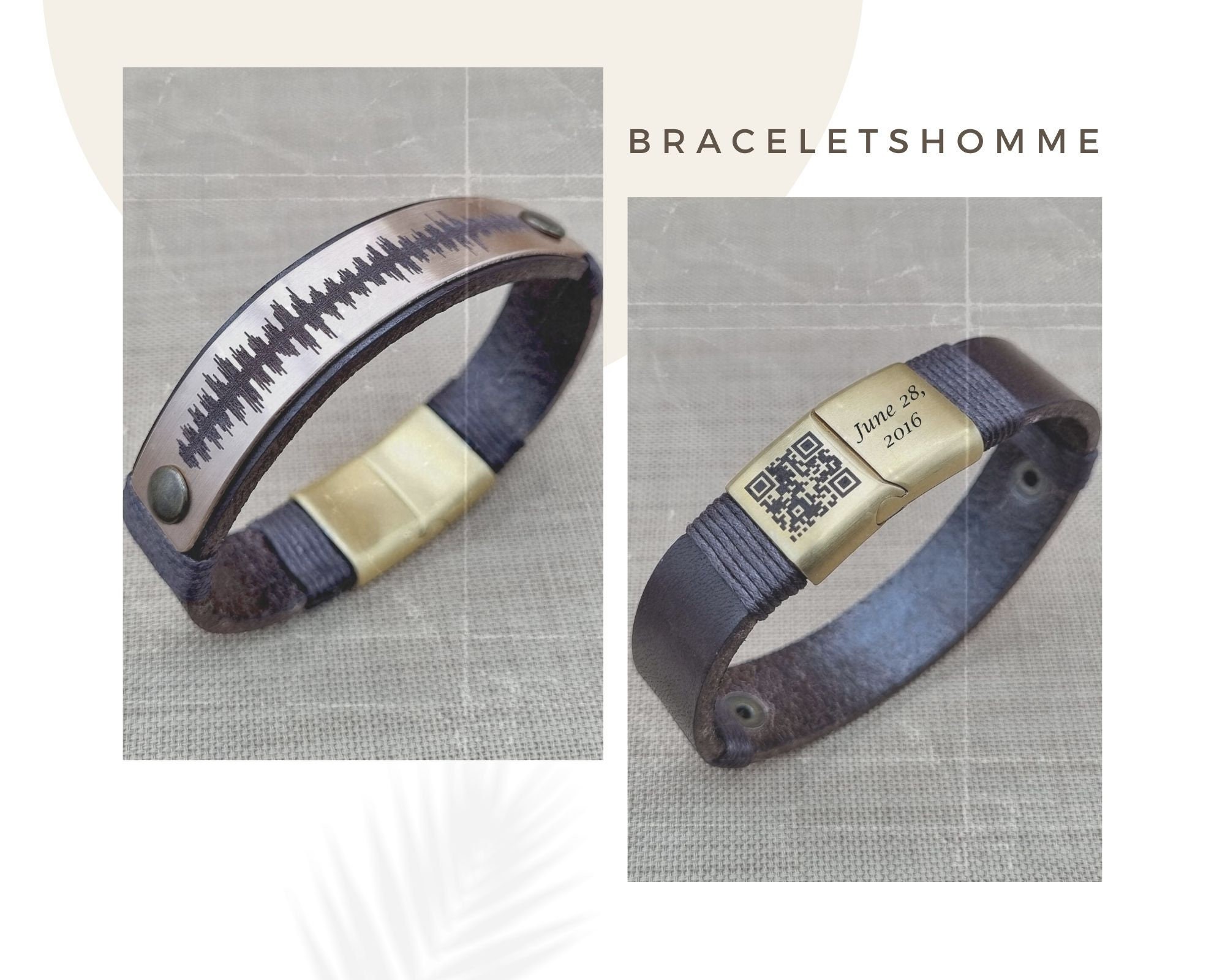 8th Anniversary Bronze Bracelet with Voice or Song QR