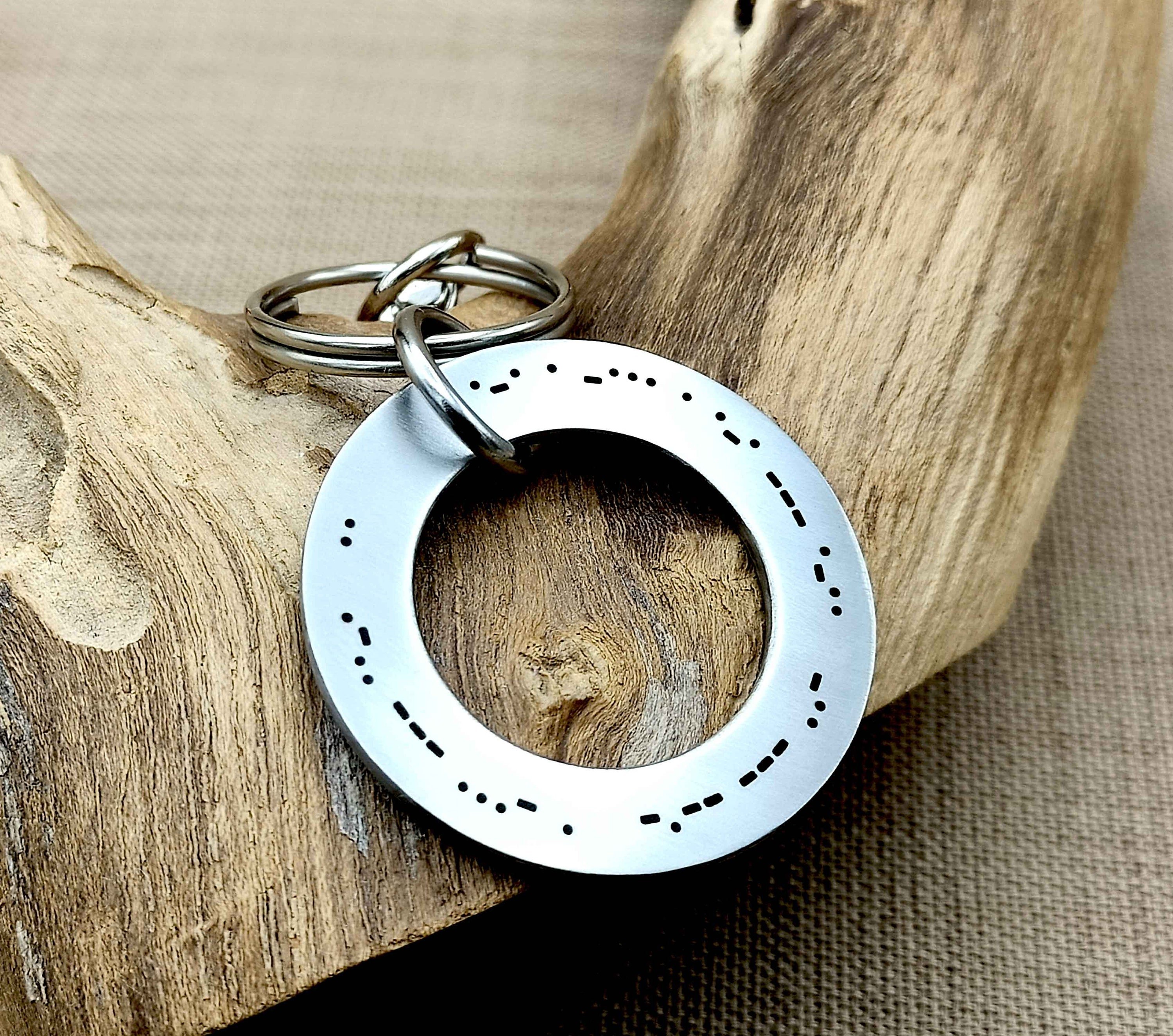 Custom Morse Code Washer Keychain – Engraved Stainless Steel