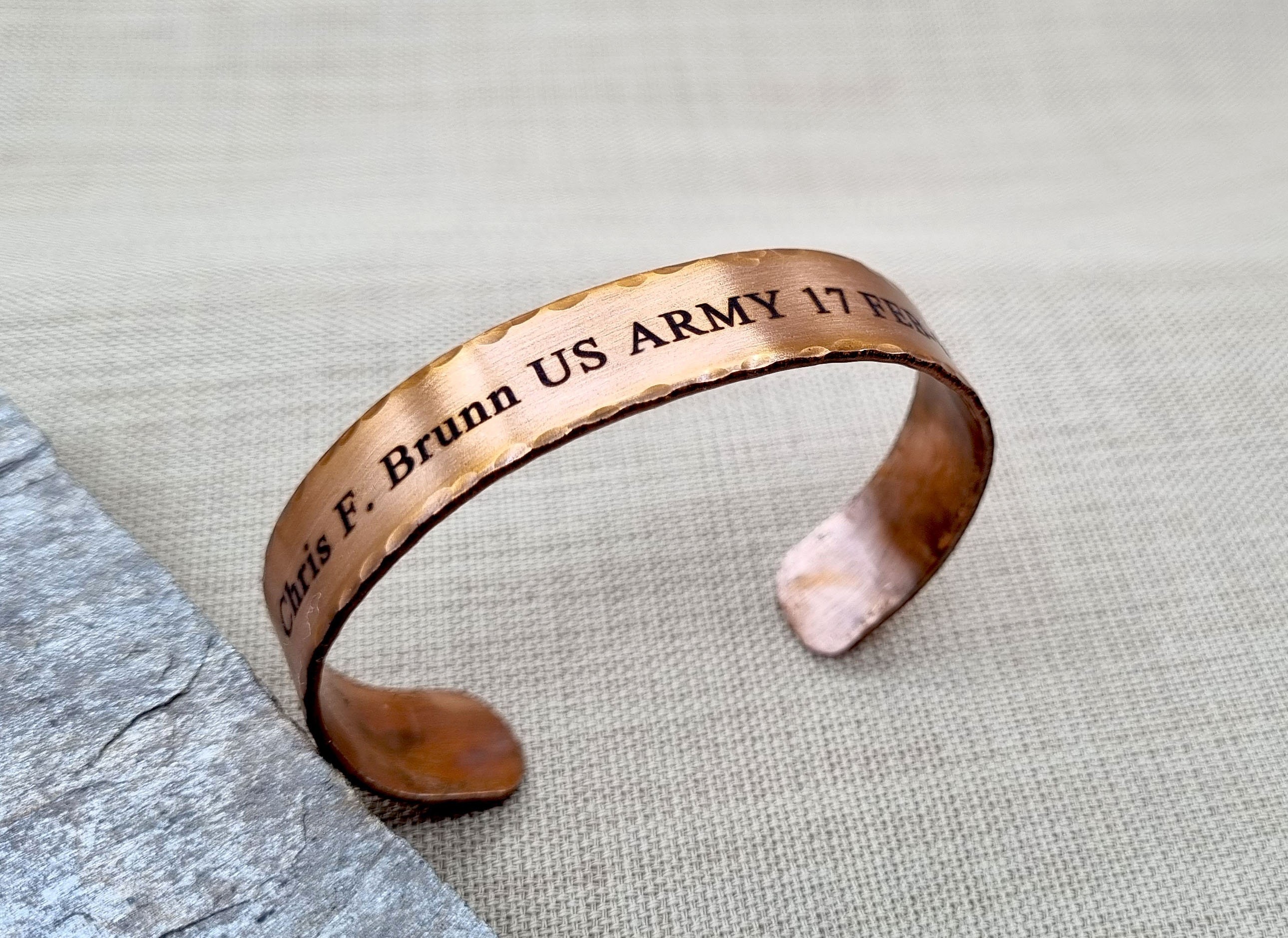 Copper Cuff Memorial Bracelet, Veteran Gifts, Military Gifts, Copper Bracelet, Remembrance Gifts for Men for Womens