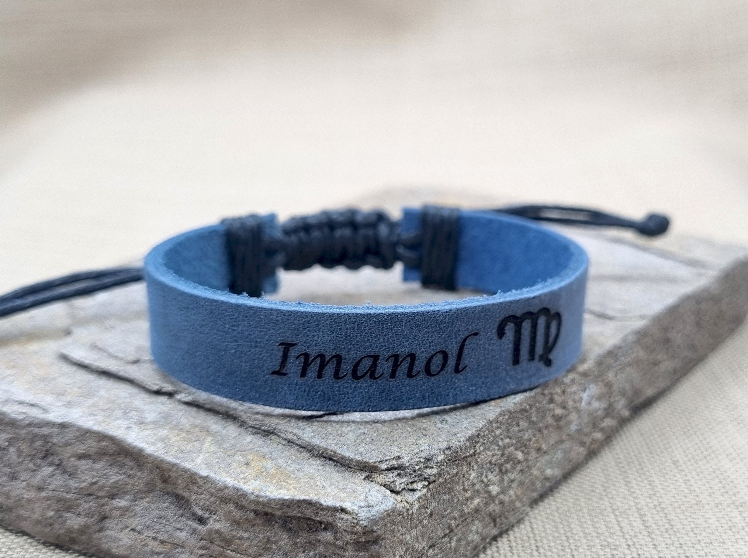 Personalized Adjustable Leather Men's Bracelet | Valentine's Day Gift for Him | Anniversary Gifts | Custom Engraved Bracelets
