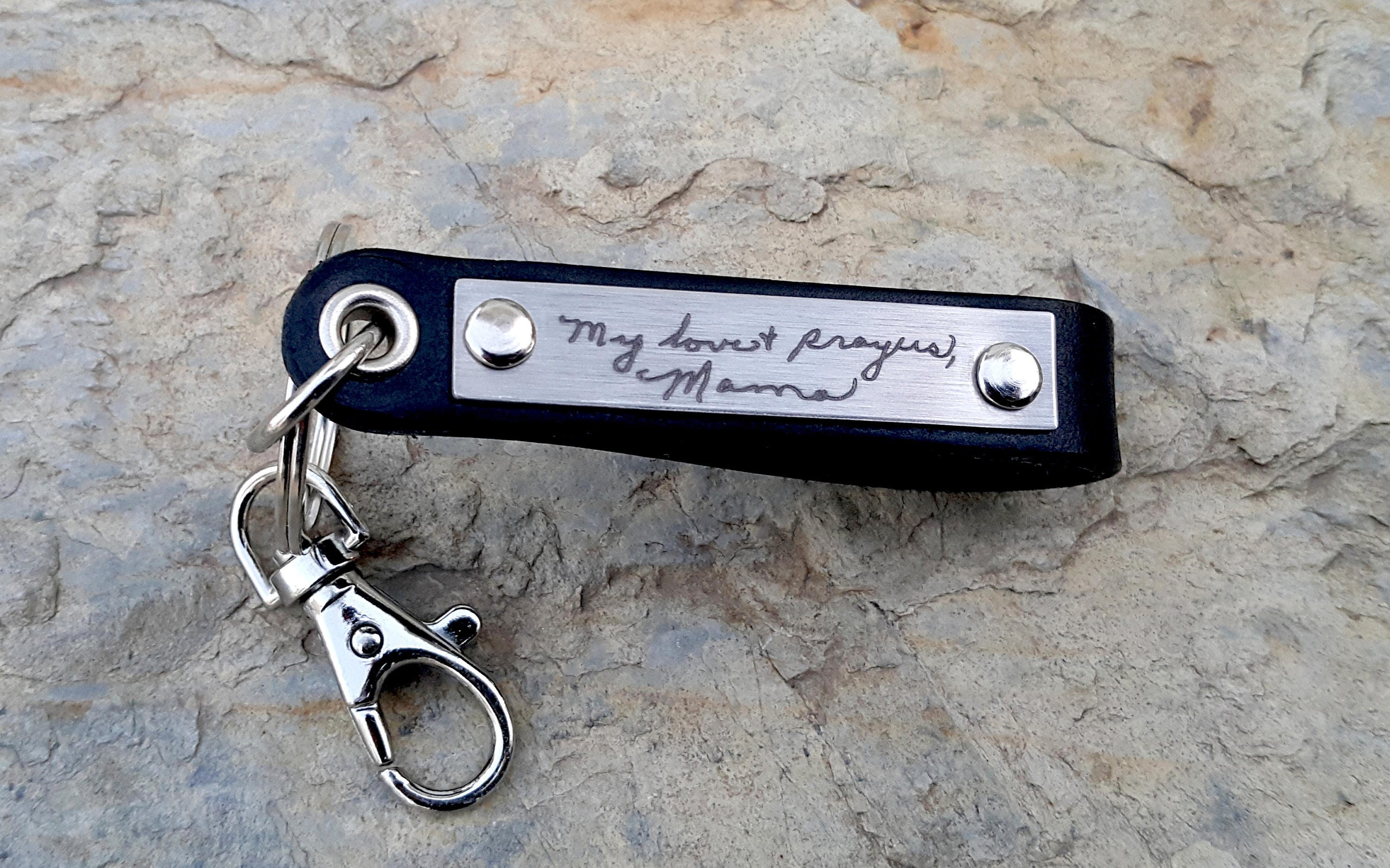 Personalized Handwriting & Voice Keychain – Leather Gift