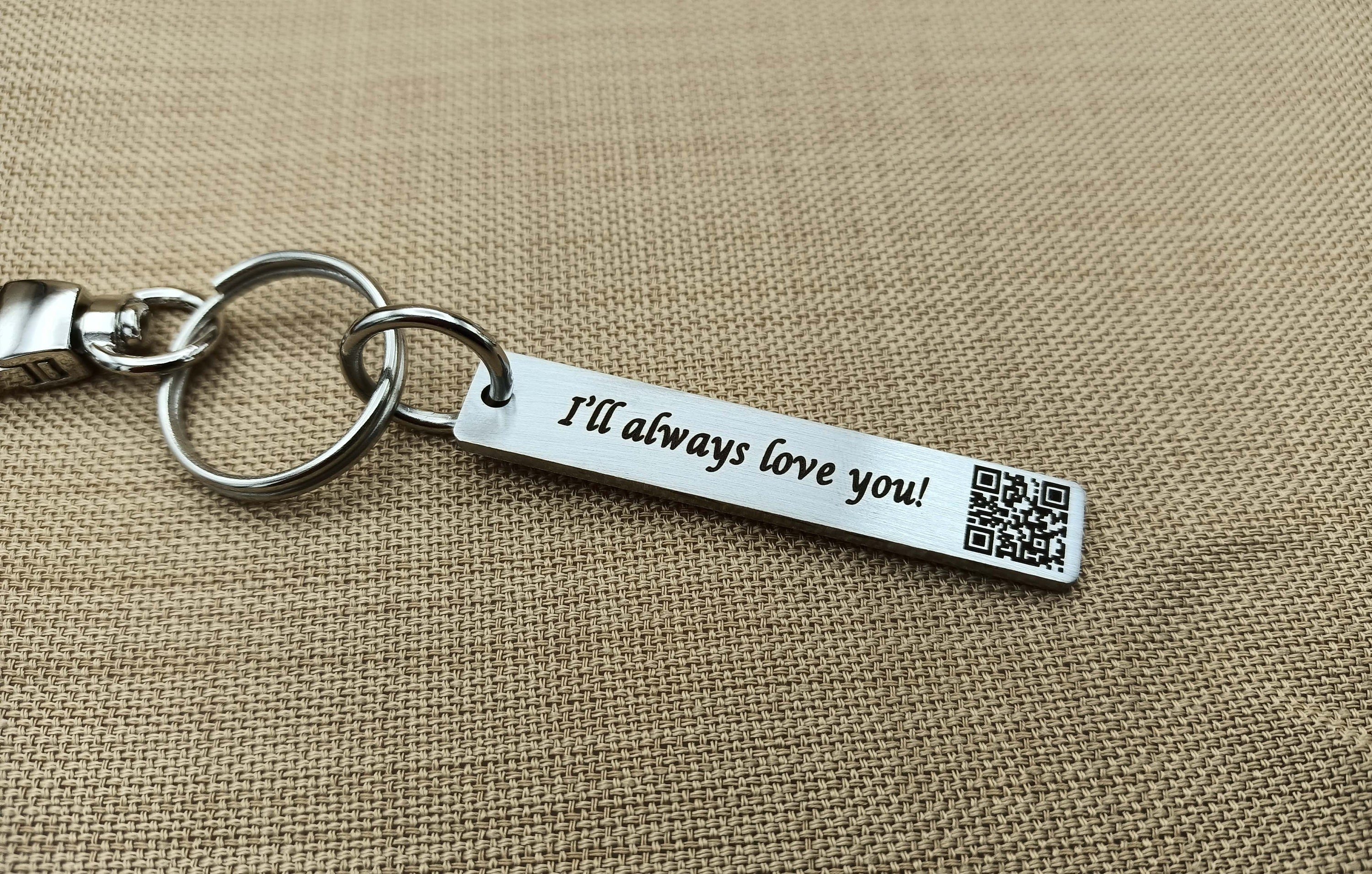 Personalized Soundwave Keychain with QR Code – Custom Voice Message or Song – Birthday Gift for Him