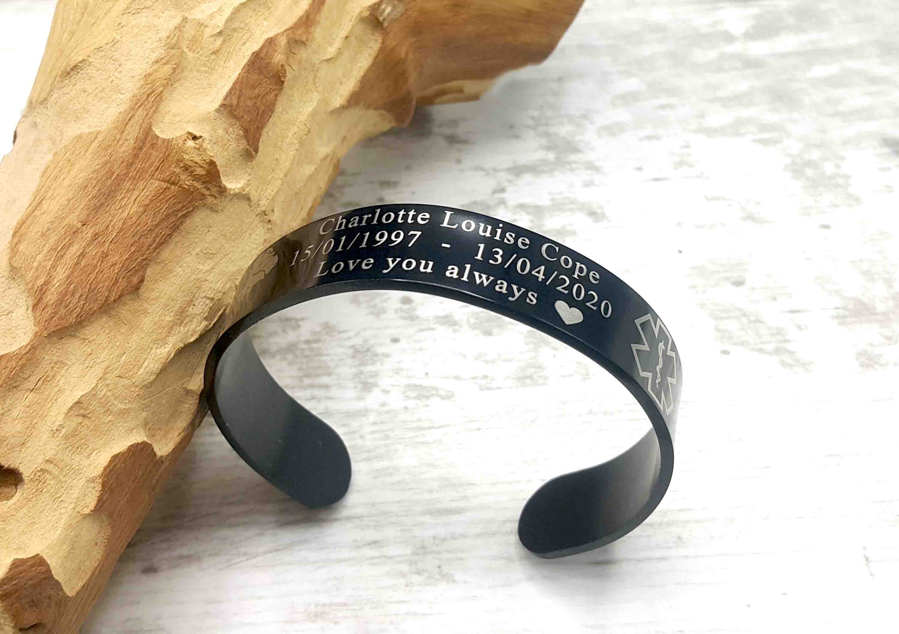 CW4 (R) Christian H McCoy Memorial Bracelet KIA Bracelet Black Stainless Steel Cuff Honor the Fallen Mens Military Cuff Bracelet Engraved