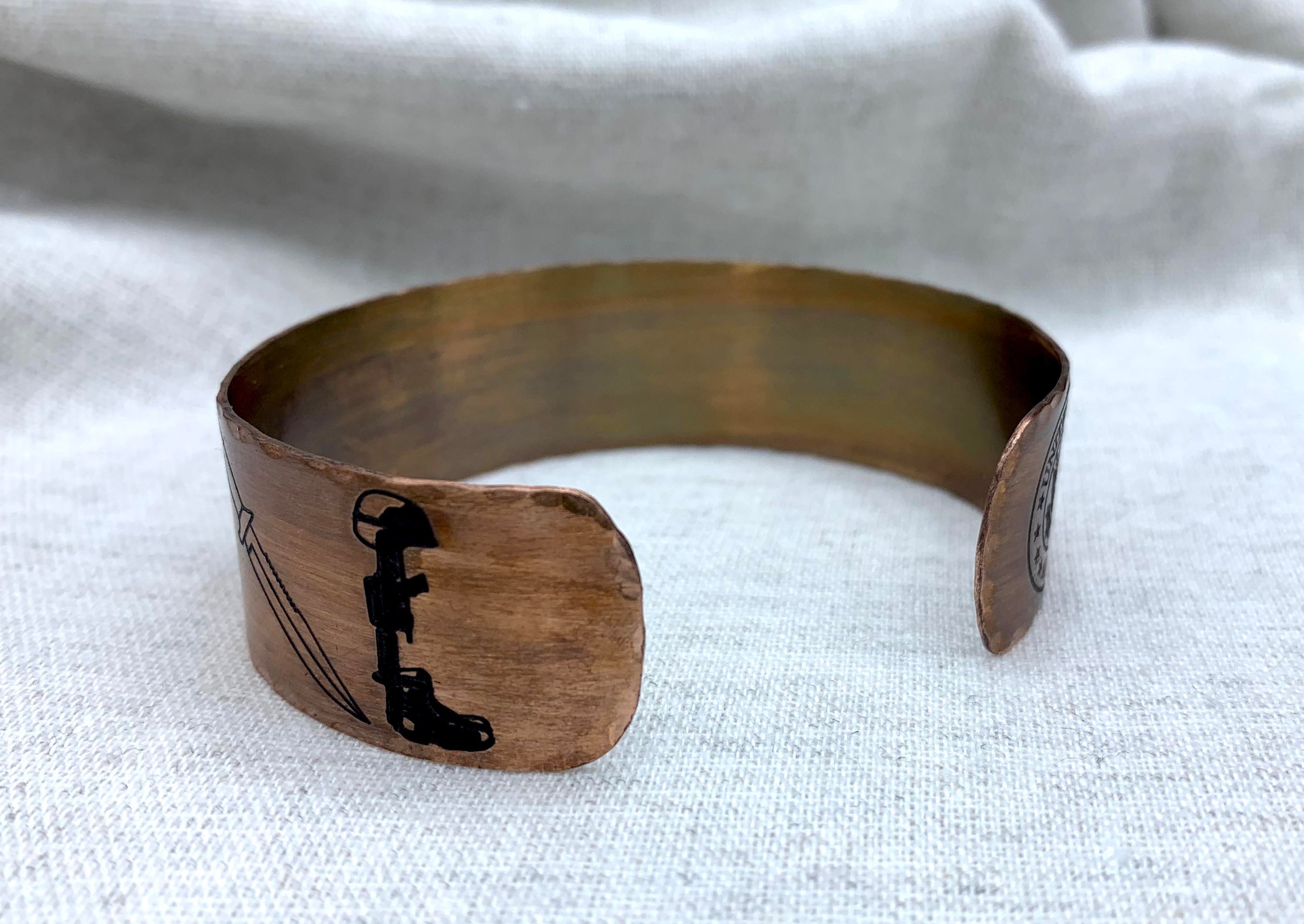 Personalized Wide Copper Military Memorial Bracelet
