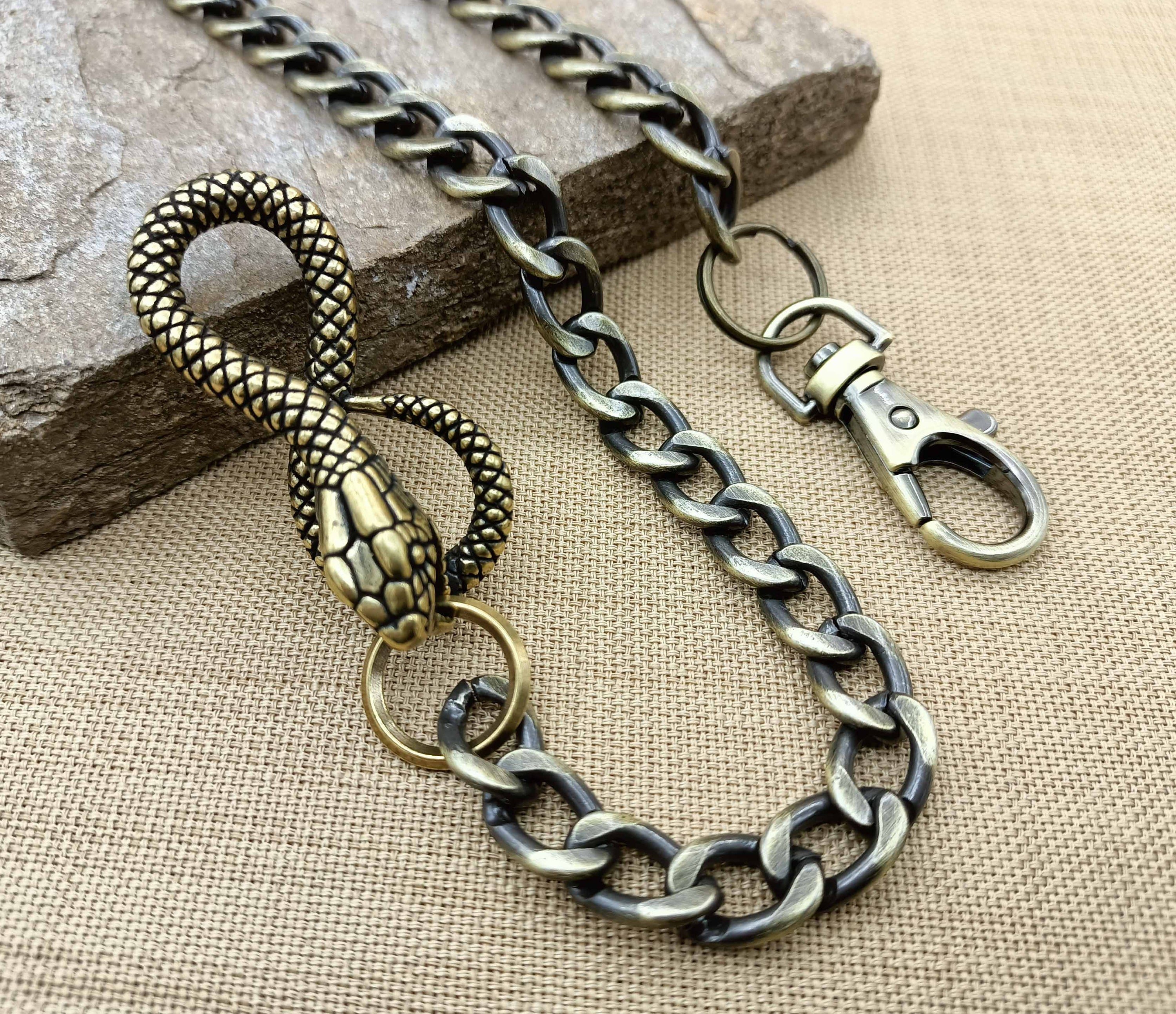 Bronze Snake Hook Wallet Chain, Flat Safety Wallet Chain, Mens Accessories, Trouser Wallet Chain, Gift for Men