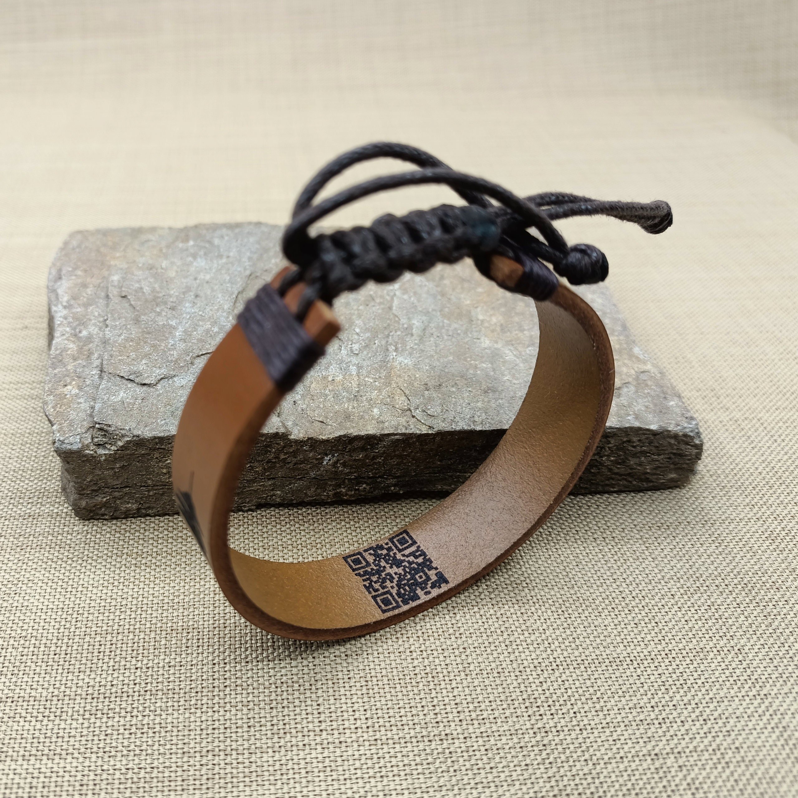 Personalized 3rd Anniversary Gift for Mens, Engraved Adjustable Leather Bracelet, Soundwave Bracelet