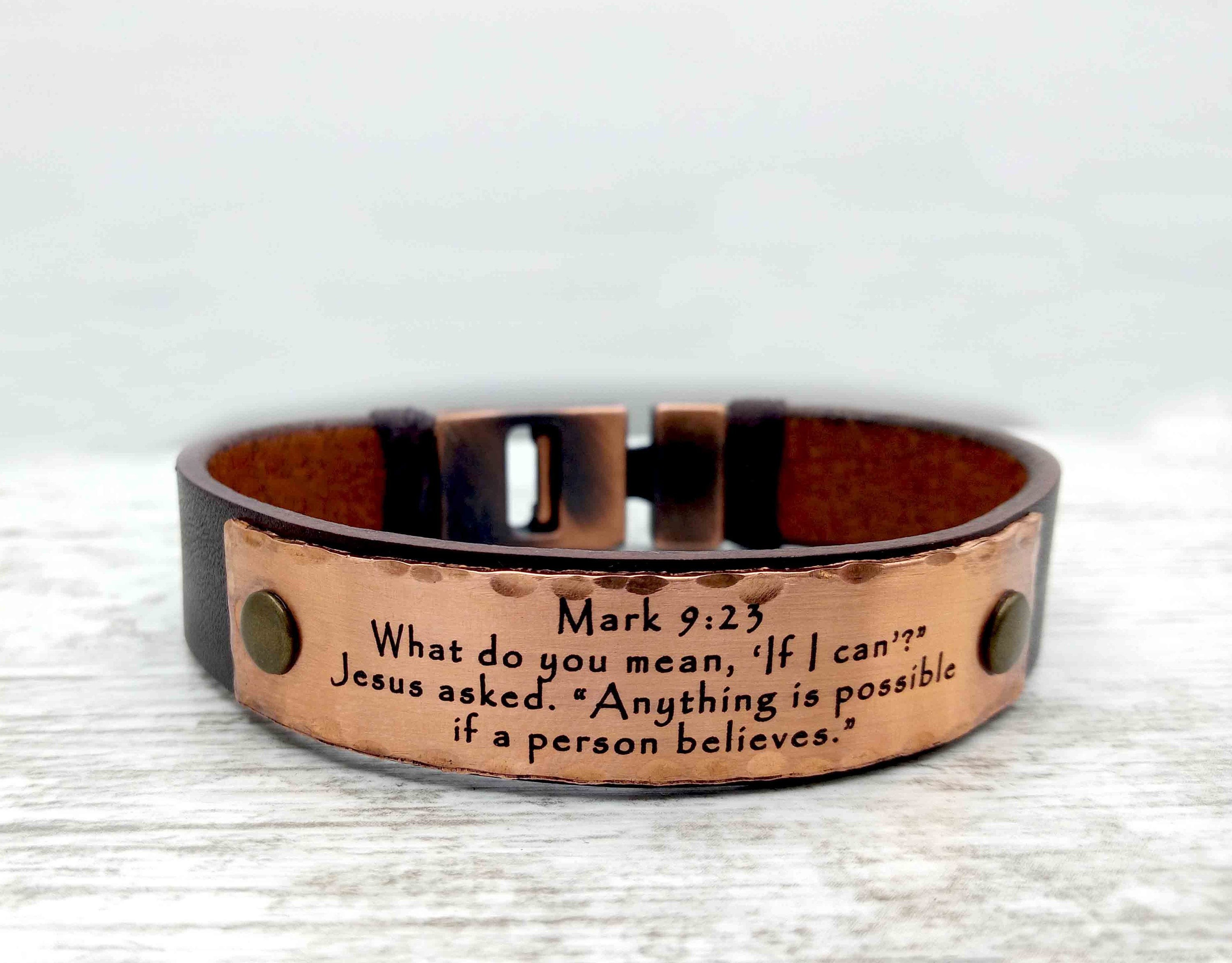 Customizable Personalized Bible Verse Bracelet - Engraved Scripture Bracelet - Copper Jewelry - Christian Gifts - Religious Gift for Mens