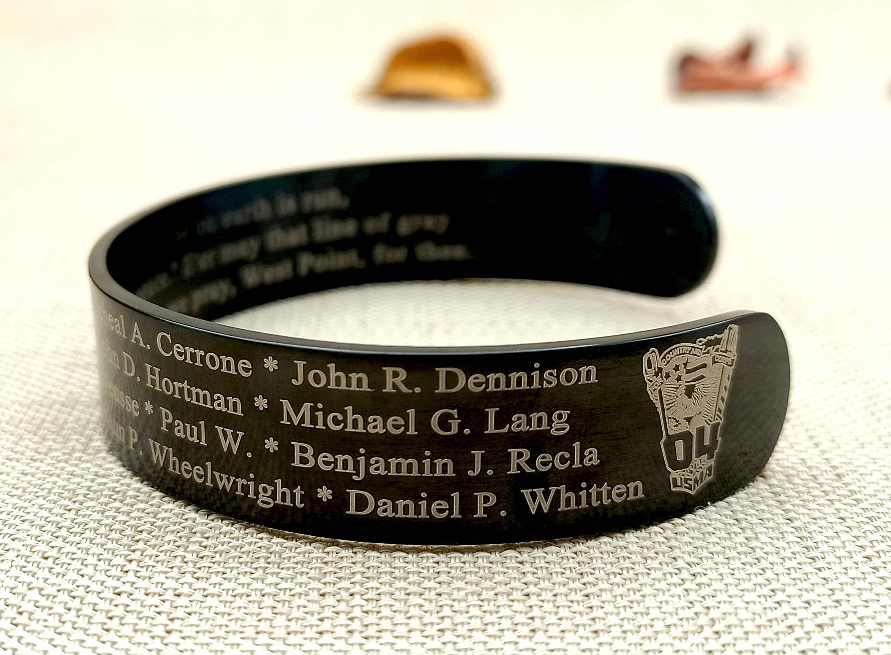 Custom Engraved Black Stainless Steel Cuff Memorial Military Bracelet