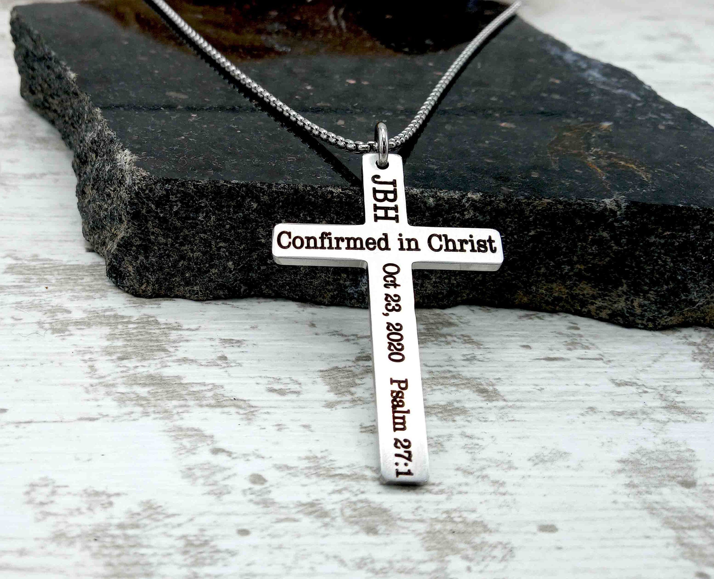 Christian Necklace Gifts for Friends, Customized Cross Necklace, Confirmation Gift for Men, Personalized Baptism Gift, Waterproof Necklace