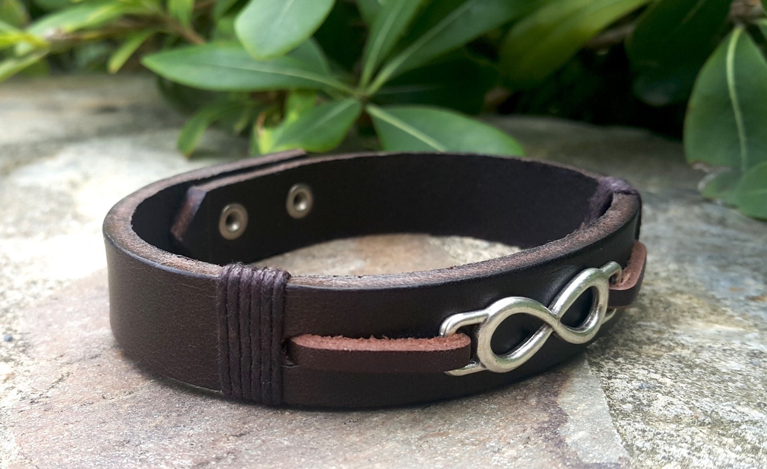 Personalized Infinity Bracelet for Men, Friendship Bracelet, Custom Engraved Leather Bracelet, Boyfriend Valentine's Day Gift for Him