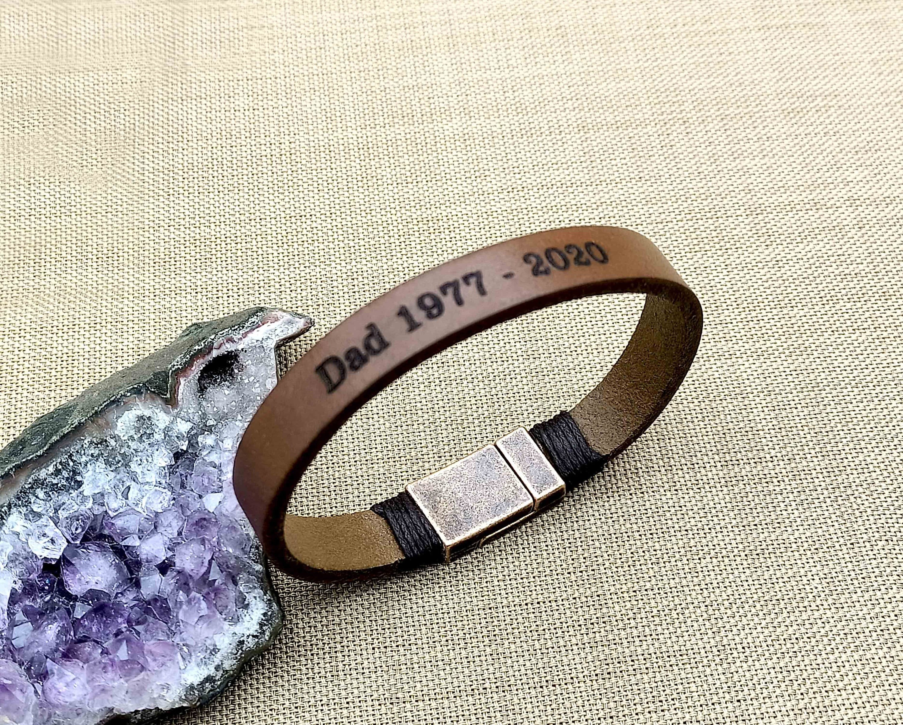 Personalized Memorial Bracelet, Memorial Gift, Loss of Dad, Remembrance Gift, Sympathy Gift, Hidden Message, Gift for Son, Gift for Daughter