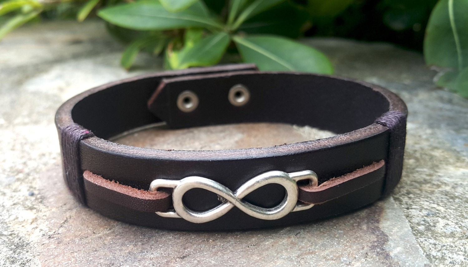 Personalized Infinity Bracelet for Men, Friendship Bracelet, Custom Engraved Leather Bracelet, Boyfriend Valentine's Day Gift for Him