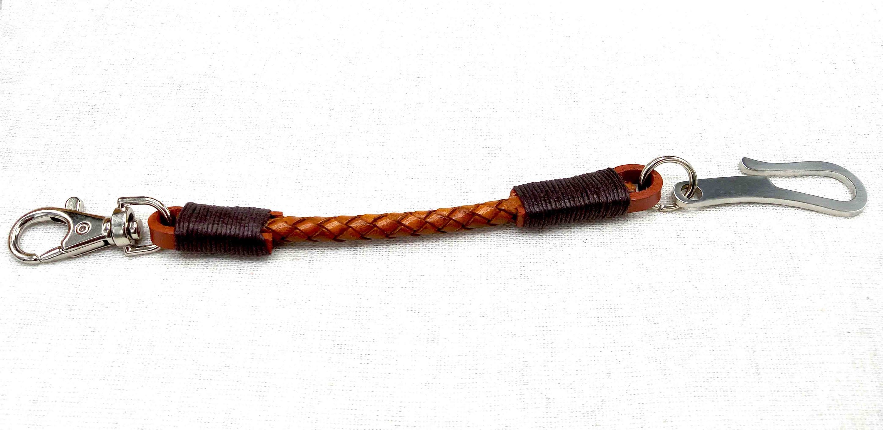 Rugged Loop – Braided Leather Wallet Lanyard with Steel Hook
