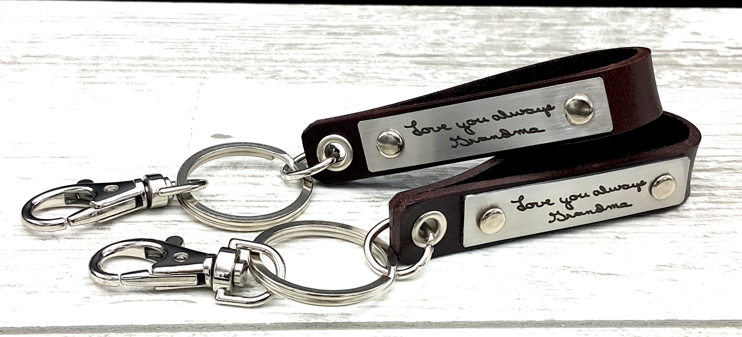 Personalized Handwriting & Voice Keychain – Leather Gift