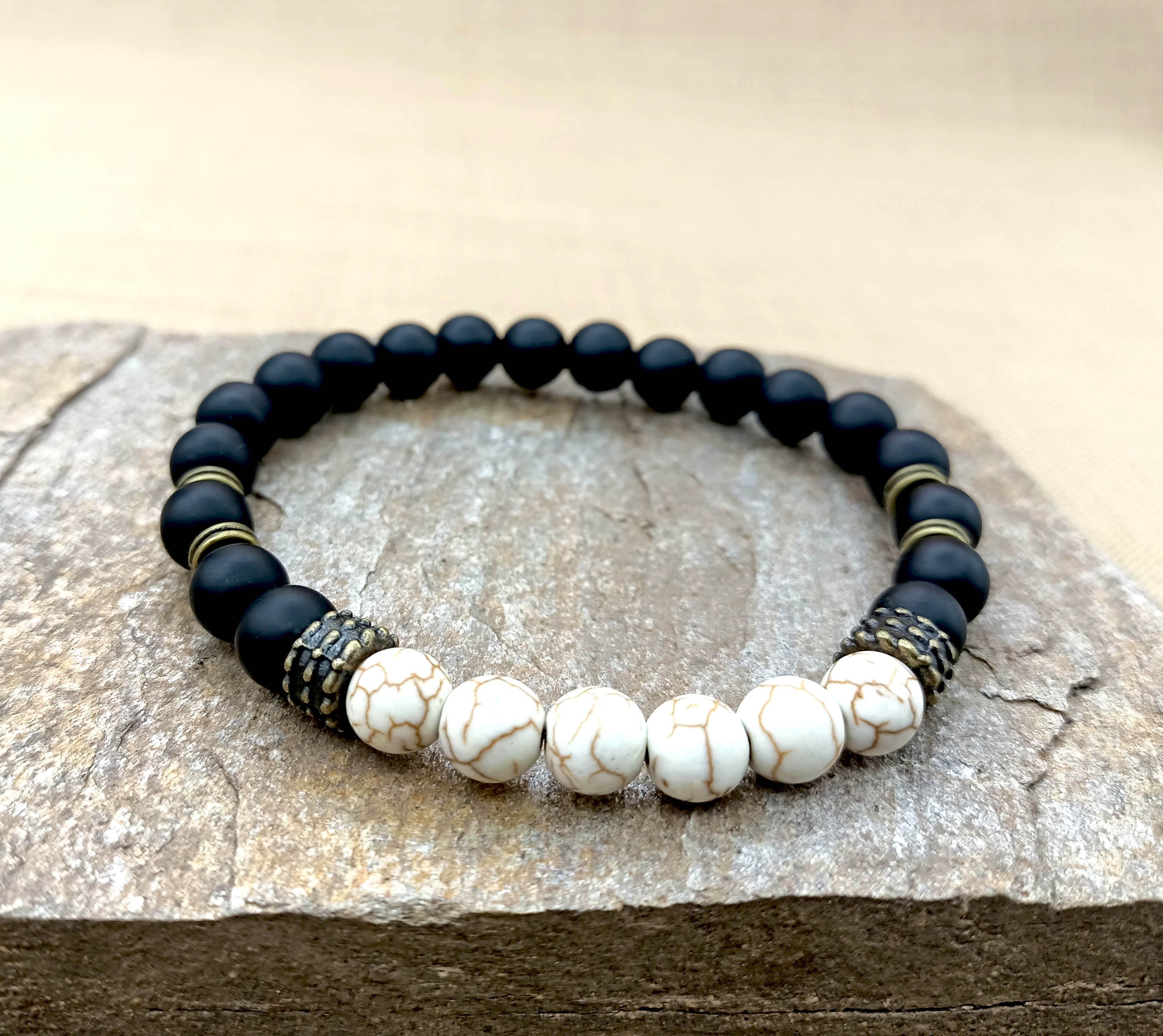 The Grounded Soul – Black Onyx & Howlite Men's Bracelet