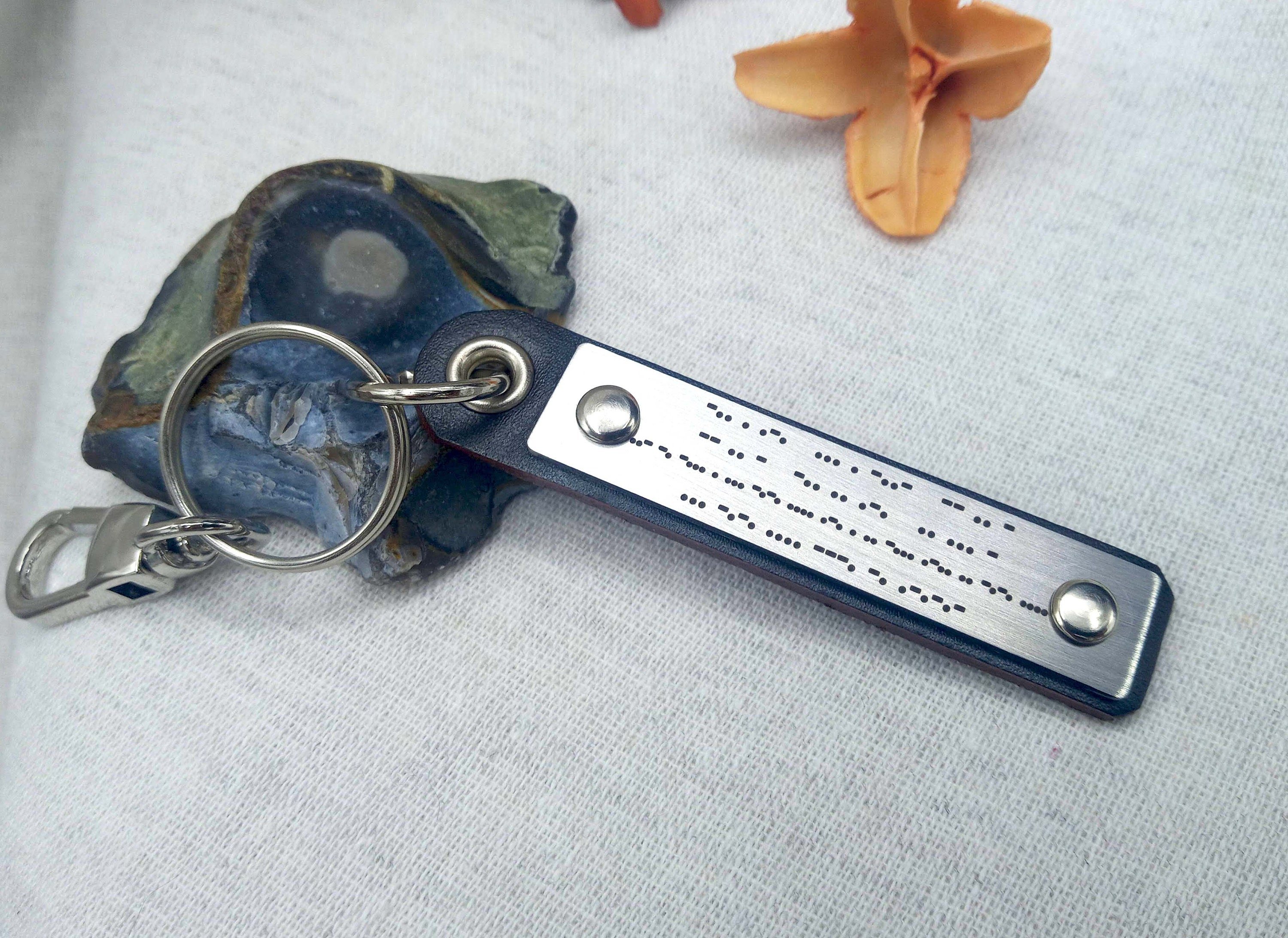 Personalized Morse Code Leather Keychain - Secret Message Keychain
