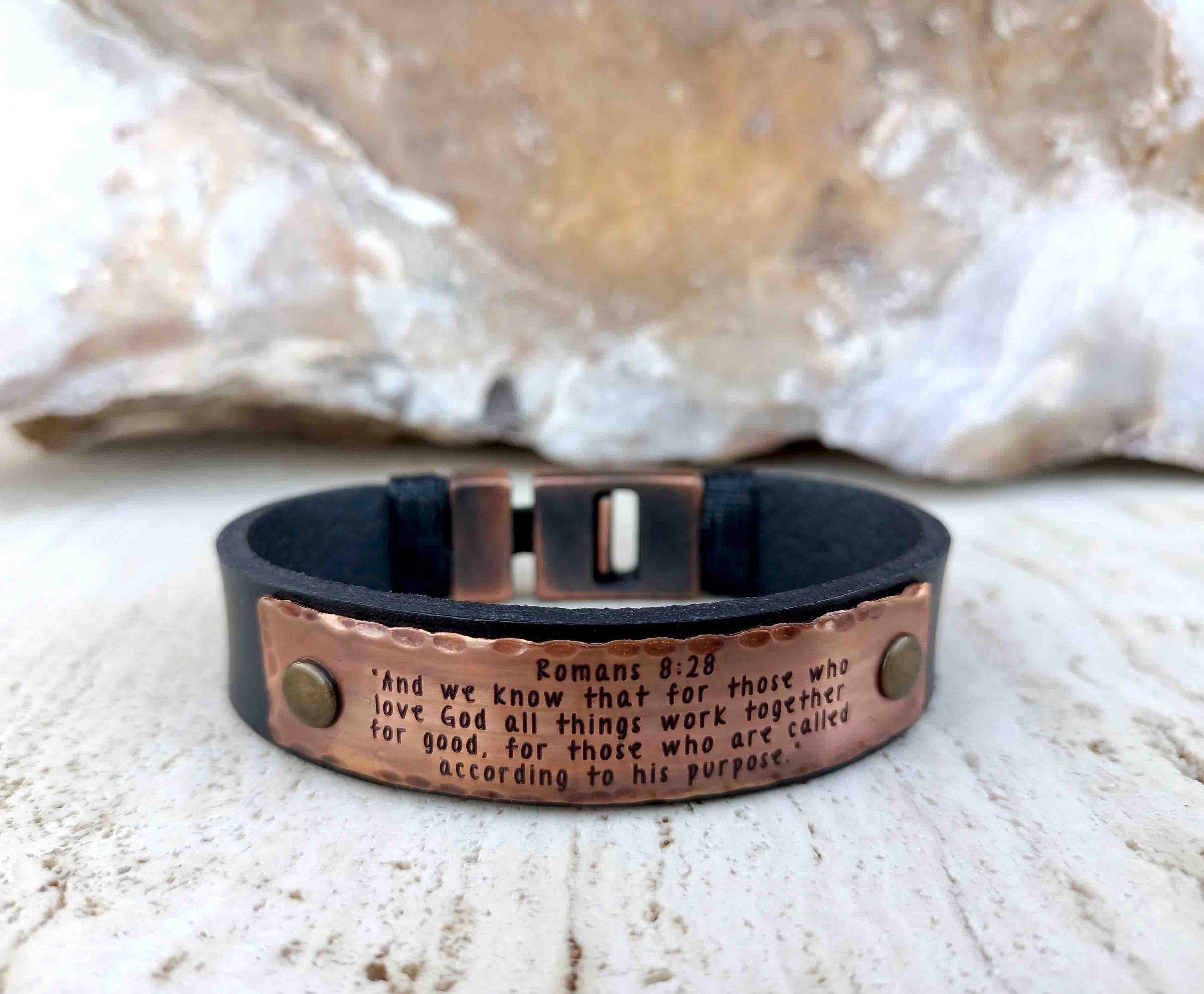 Customizable Personalized Bible Verse Bracelet - Engraved Scripture Bracelet - Copper Jewelry - Christian Gifts - Religious Gift for Mens
