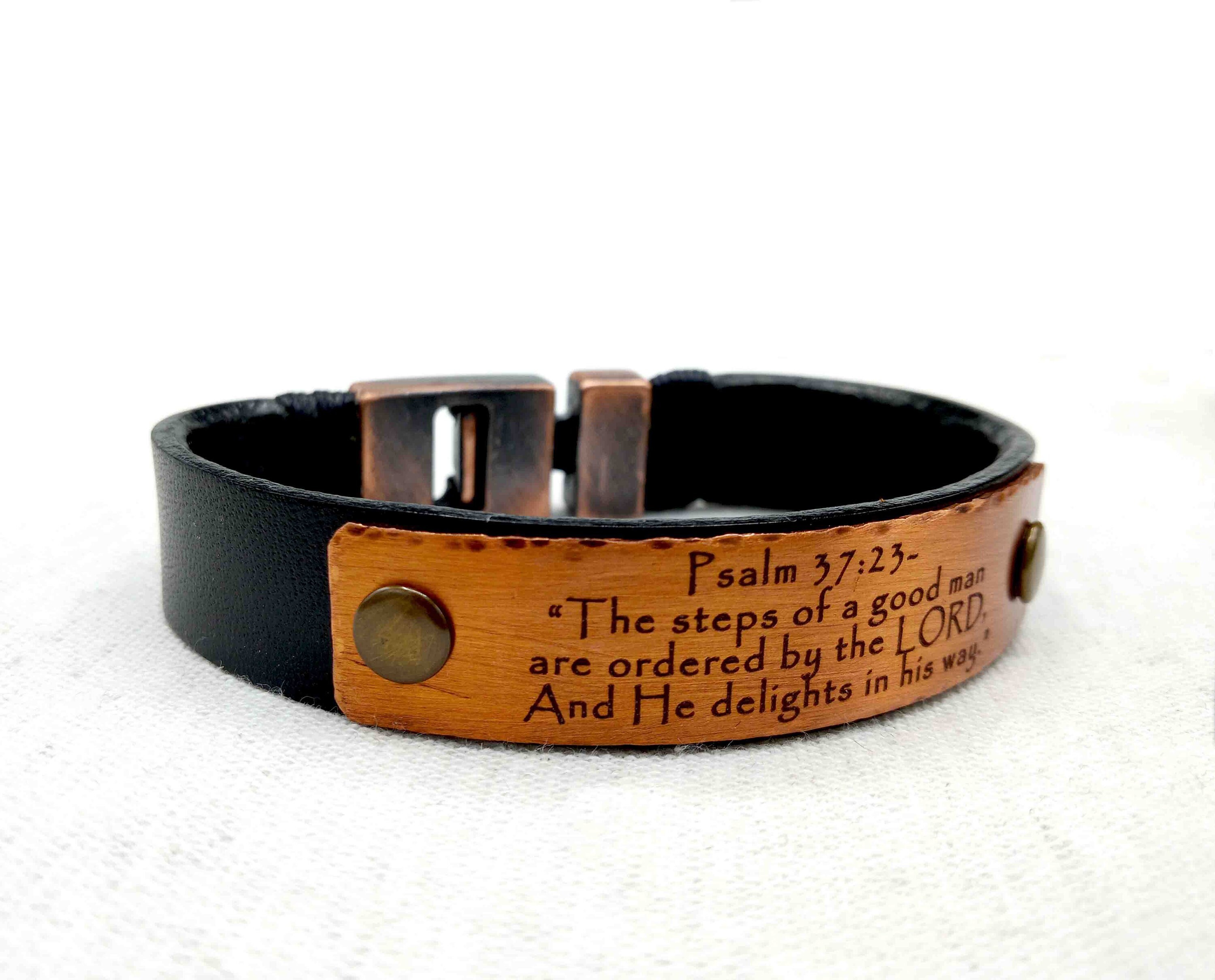 Customizable Personalized Bible Verse Bracelet - Engraved Scripture Bracelet - Copper Jewelry - Christian Gifts - Religious Gift for Mens