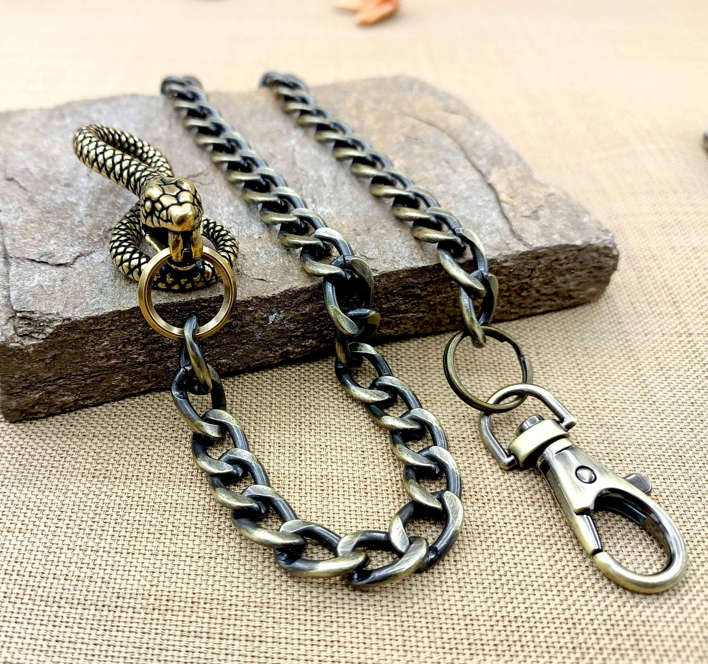 Bronze Snake Hook Wallet Chain, Flat Safety Wallet Chain, Mens Accessories, Trouser Wallet Chain, Gift for Men