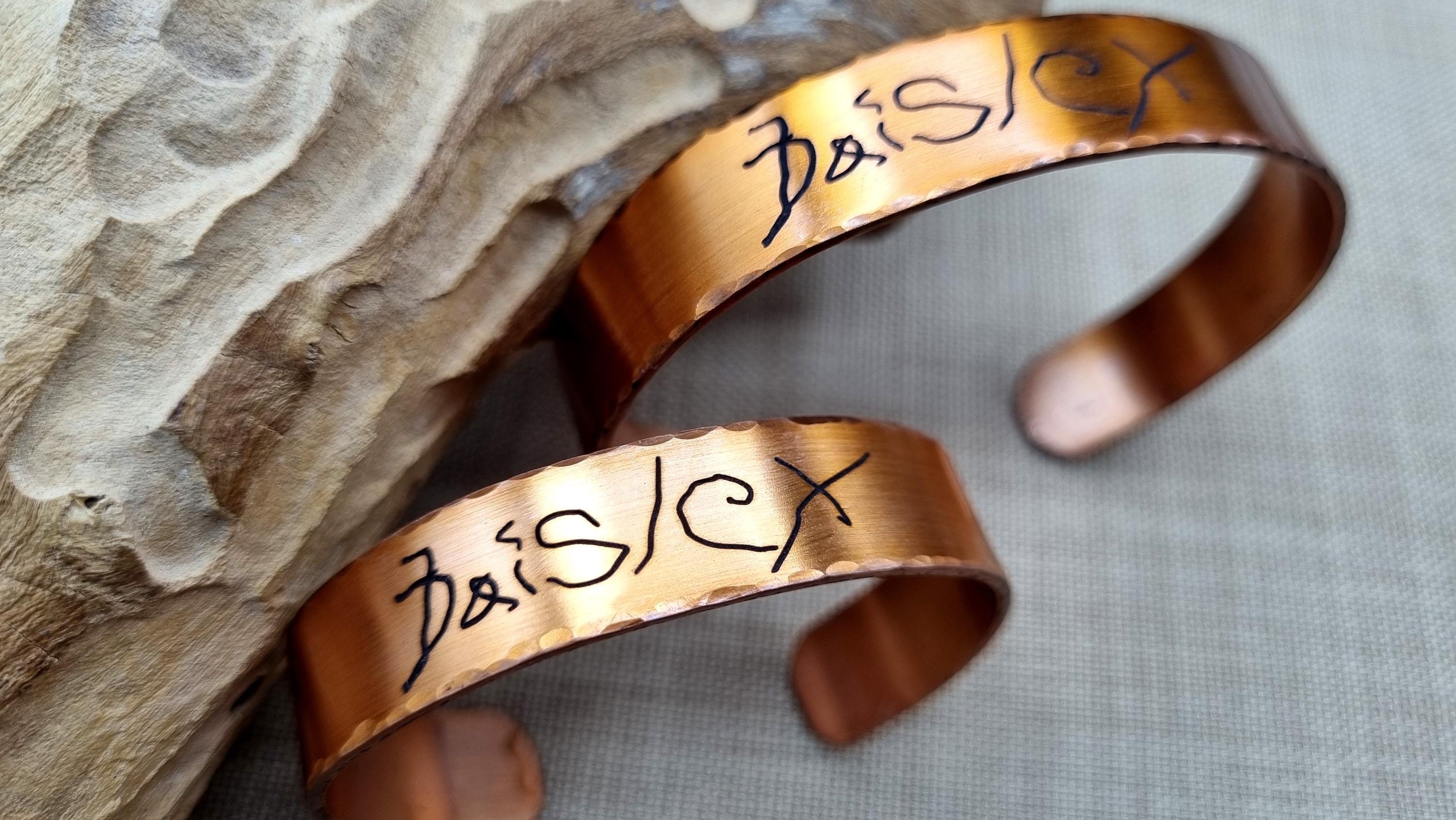Actual Handwriting Copper Cuff Bracelet – Personalized Memorial Jewelry