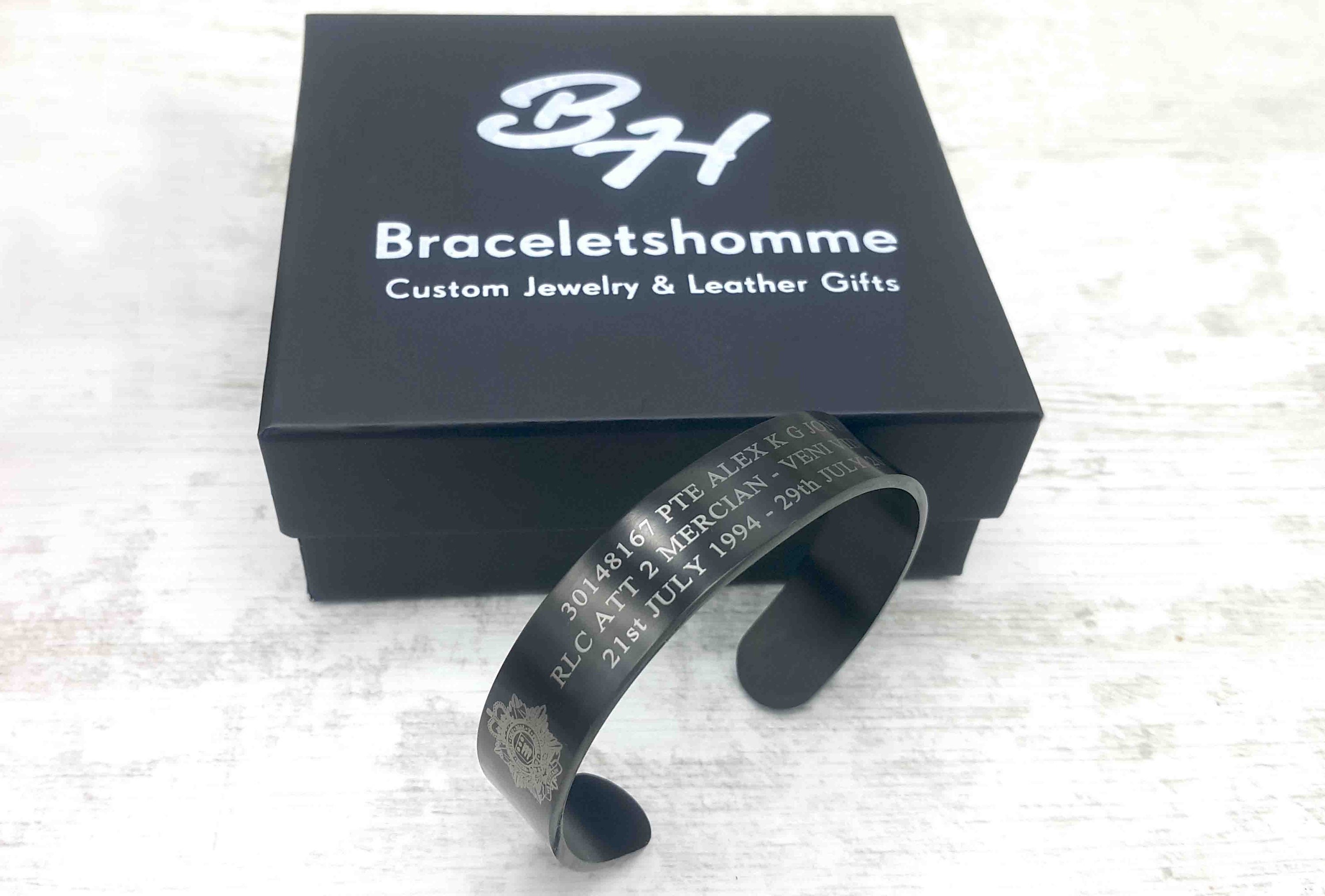 CW4 (R) Christian H McCoy Memorial Bracelet KIA Bracelet Black Stainless Steel Cuff Honor the Fallen Mens Military Cuff Bracelet Engraved