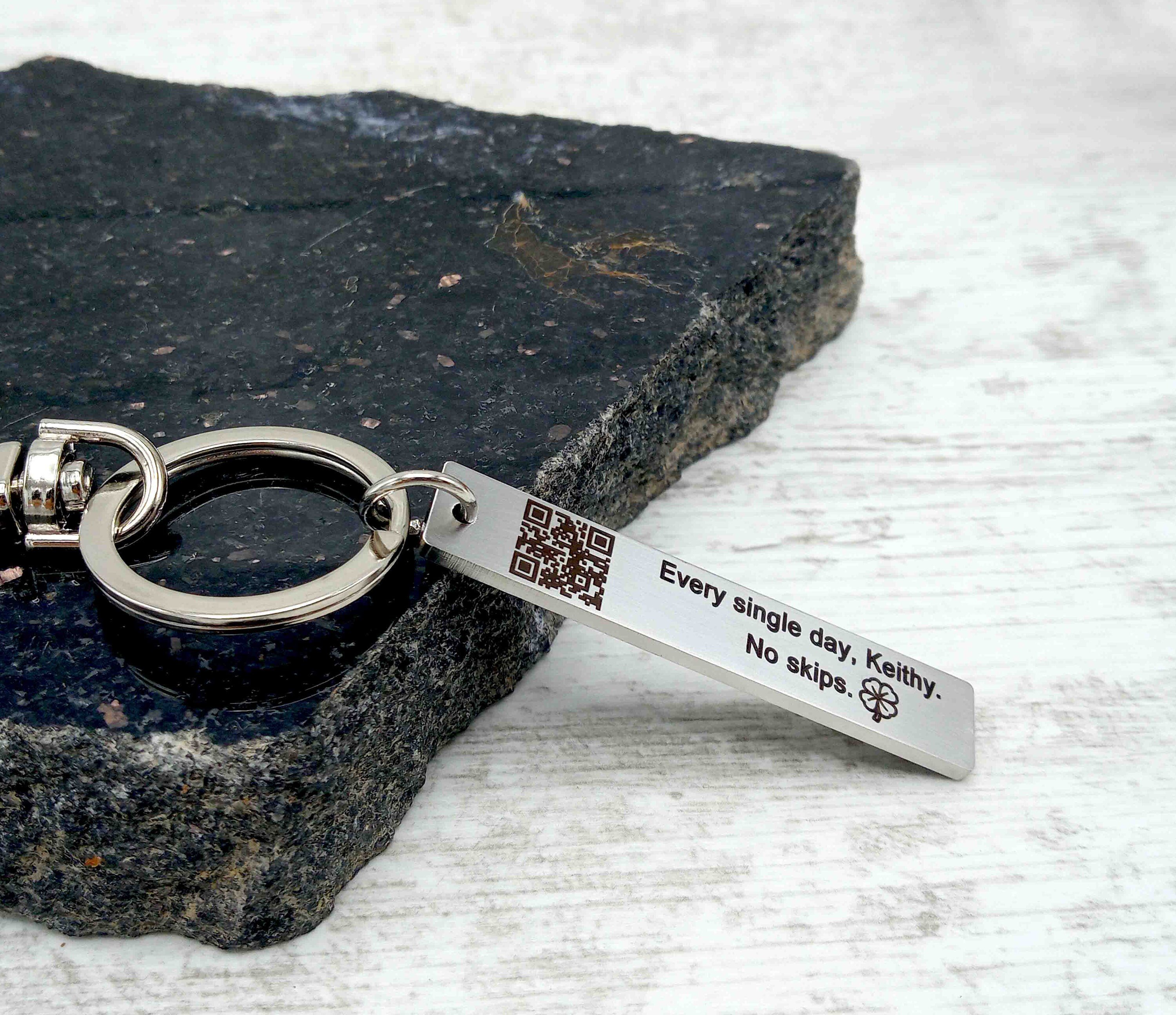 Personalized Soundwave Memorial Keychain with QR Code