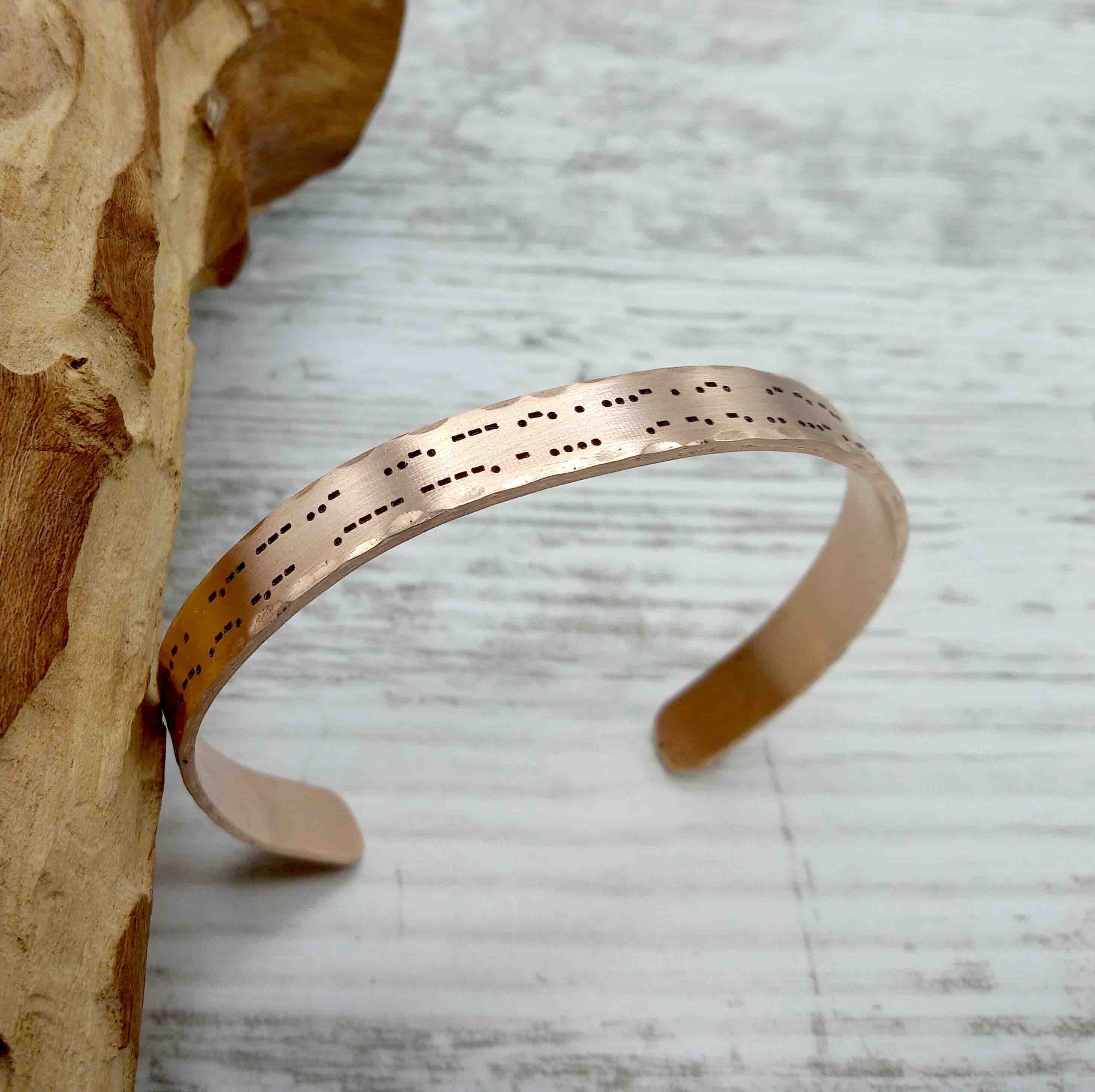 Custom Morse Code Brass Cuff Bracelet – Secret Message Gift