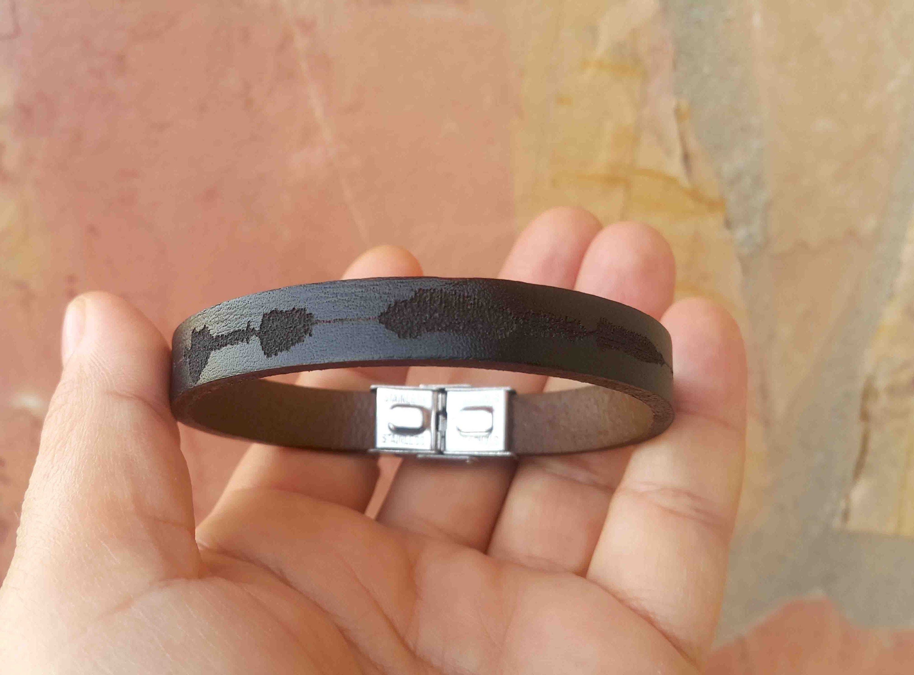 Personalized Soundwave + QR Code Bracelet, Voice Recording, Video, Song, Heartbeat, Custom Leather Bracelet, Unique Wedding Gifts for Couple