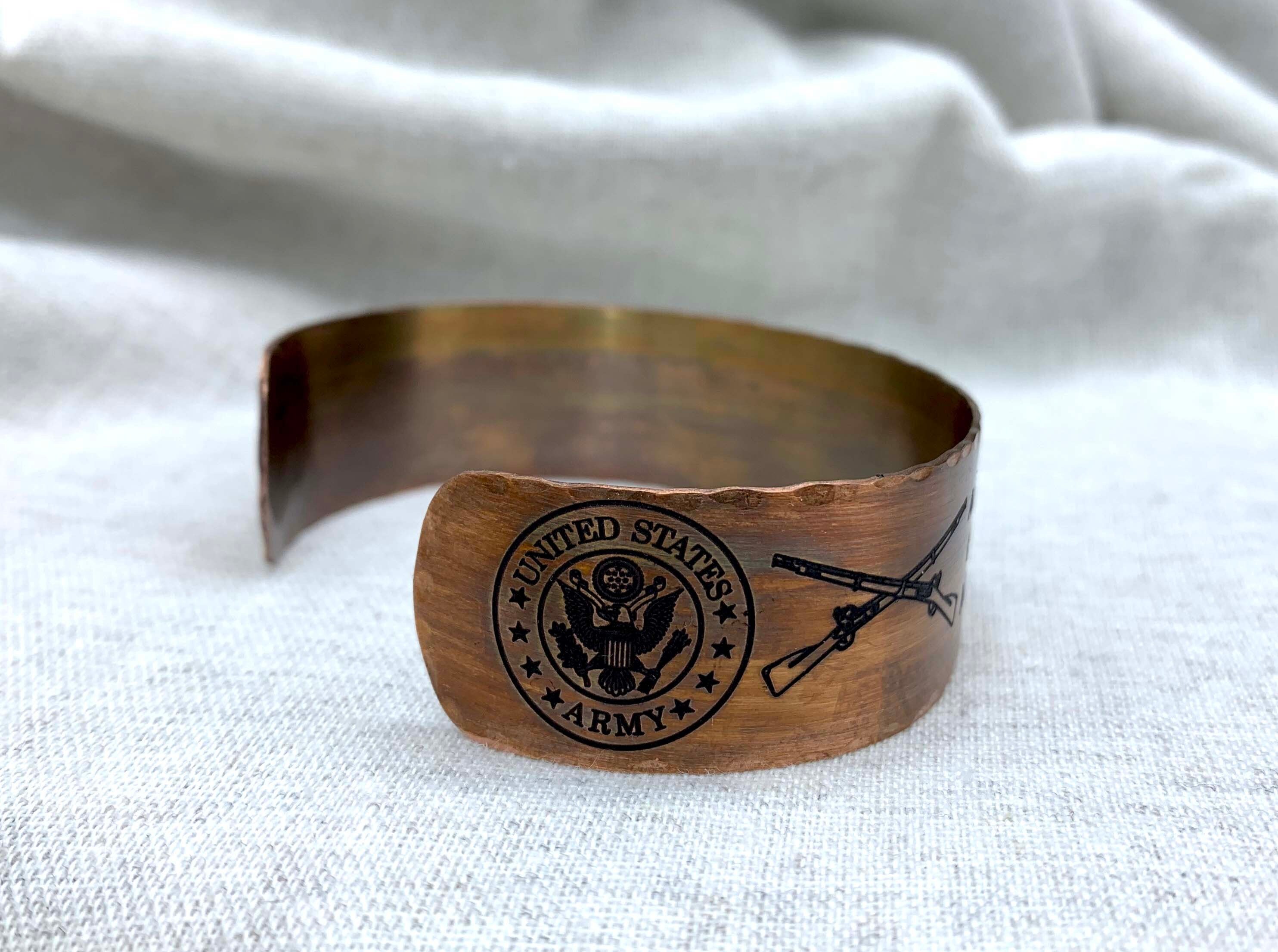 Personalized Wide Copper Military Memorial Bracelet