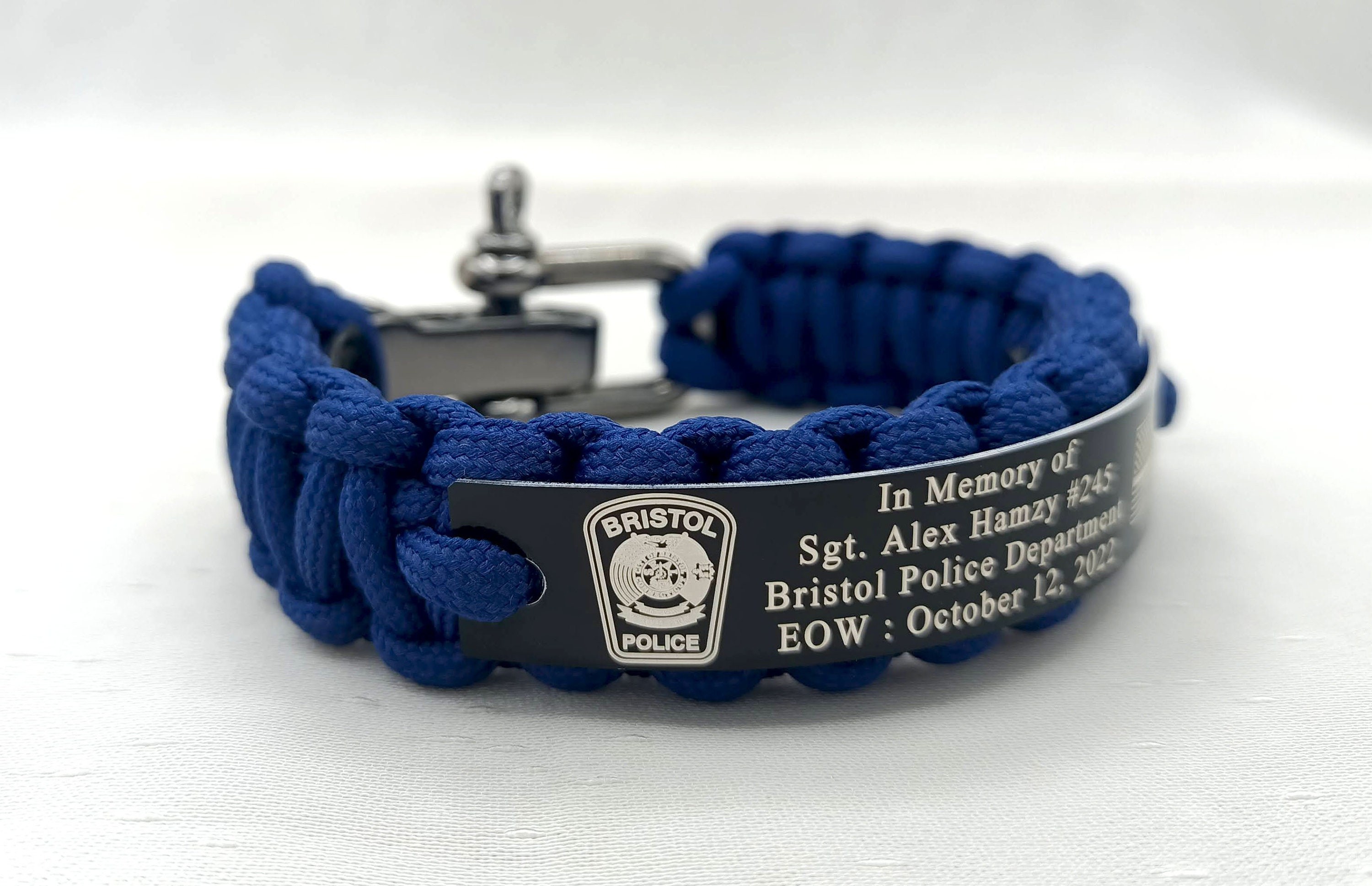Police Officer Memorial Bracelet, Braided Blue Paracord Bracelet, Back the Blue