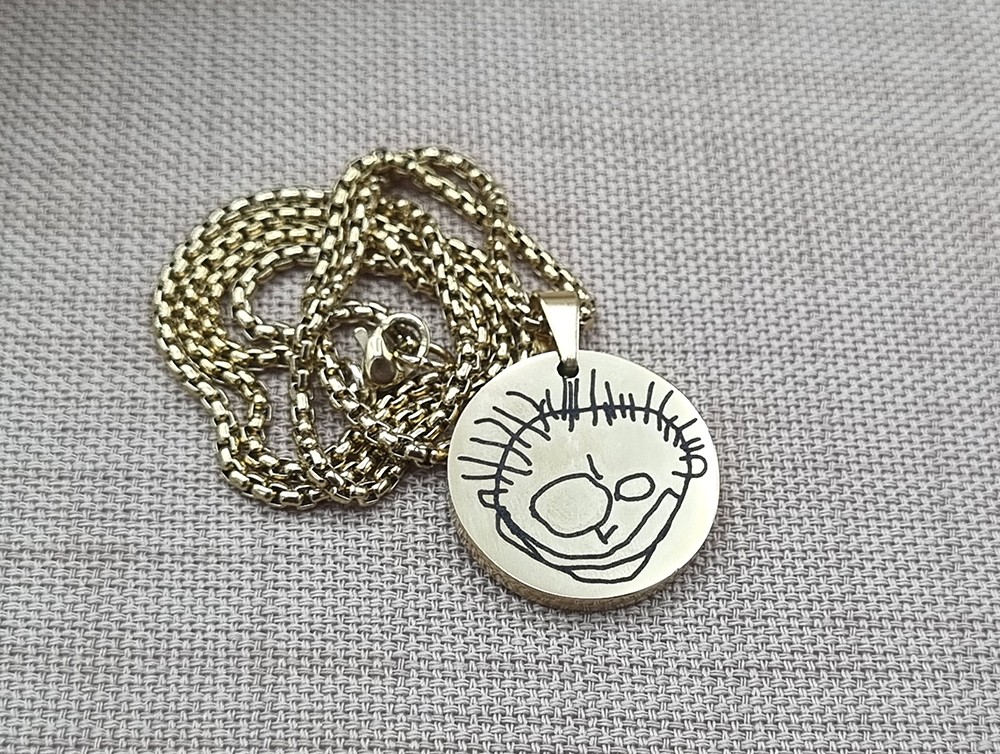 Custom Handwriting & Artwork Necklace – Kid’s Drawing Gift
