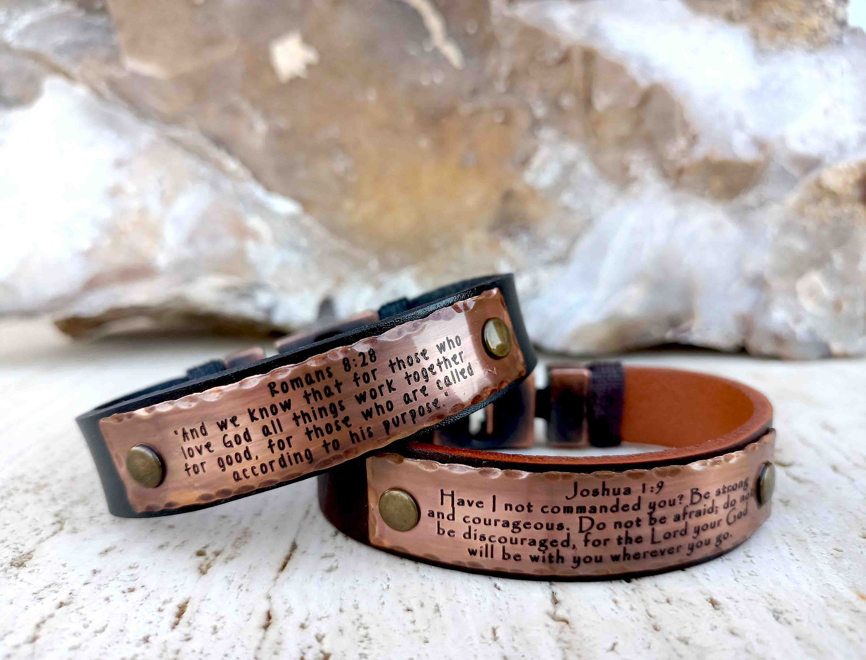 Customizable Personalized Bible Verse Bracelet - Engraved Scripture Bracelet - Copper Jewelry - Christian Gifts - Religious Gift for Mens
