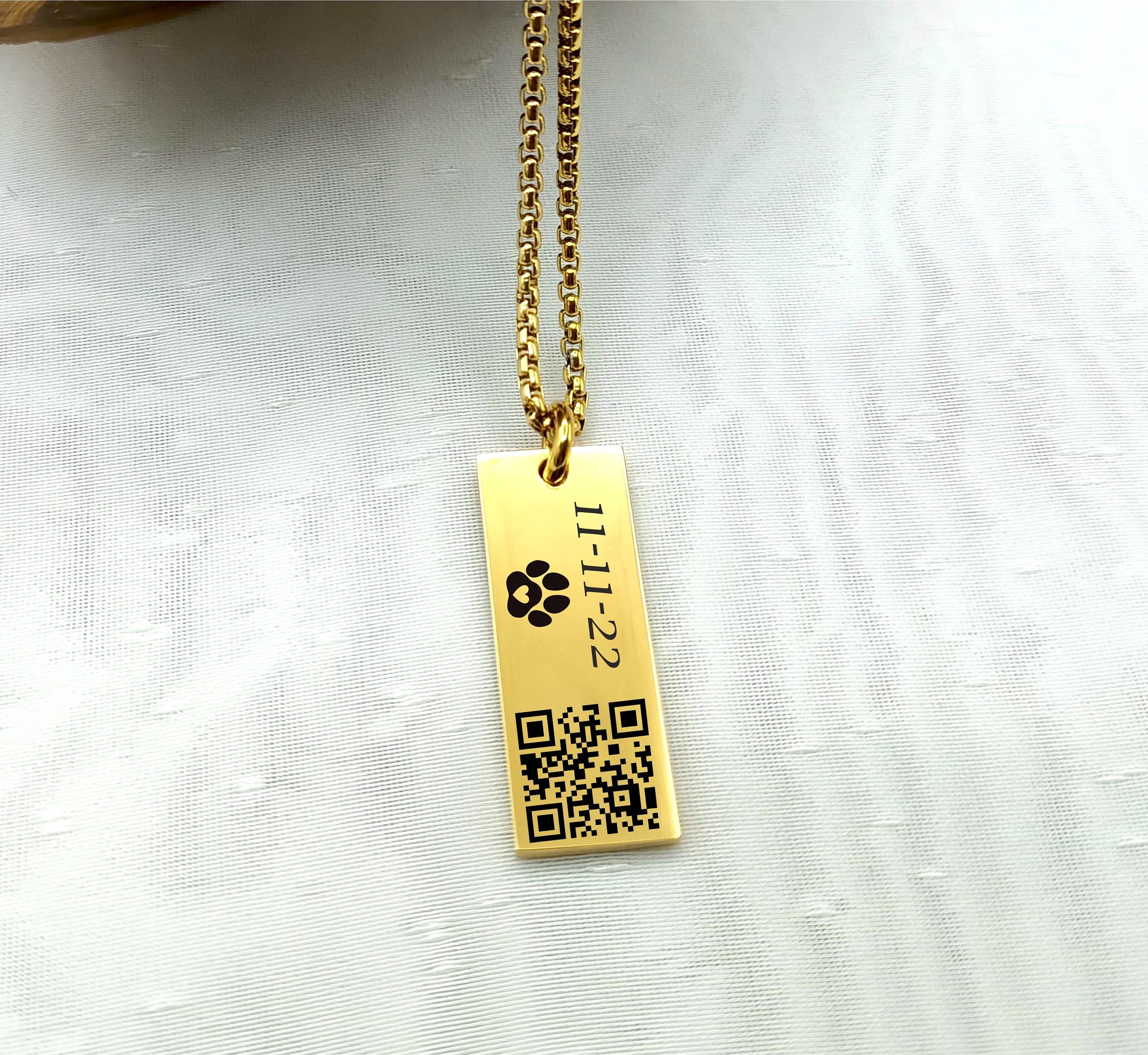 Soundwave Necklace with QR Code links to the Audio, Sound wave Jewelry, Heartbeat Necklace, Voice Recording Gift for Mom, Girlfriend Gift