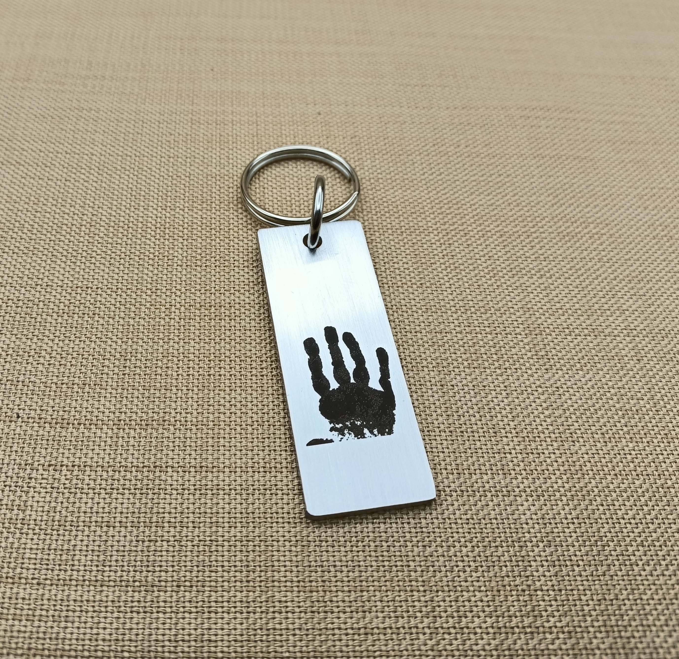 Personalized Handprint Keychain, Custom Handwriting Keychain, Actual Handprint or Foot Print Keychain, Gift for Dad, Gift for Husband