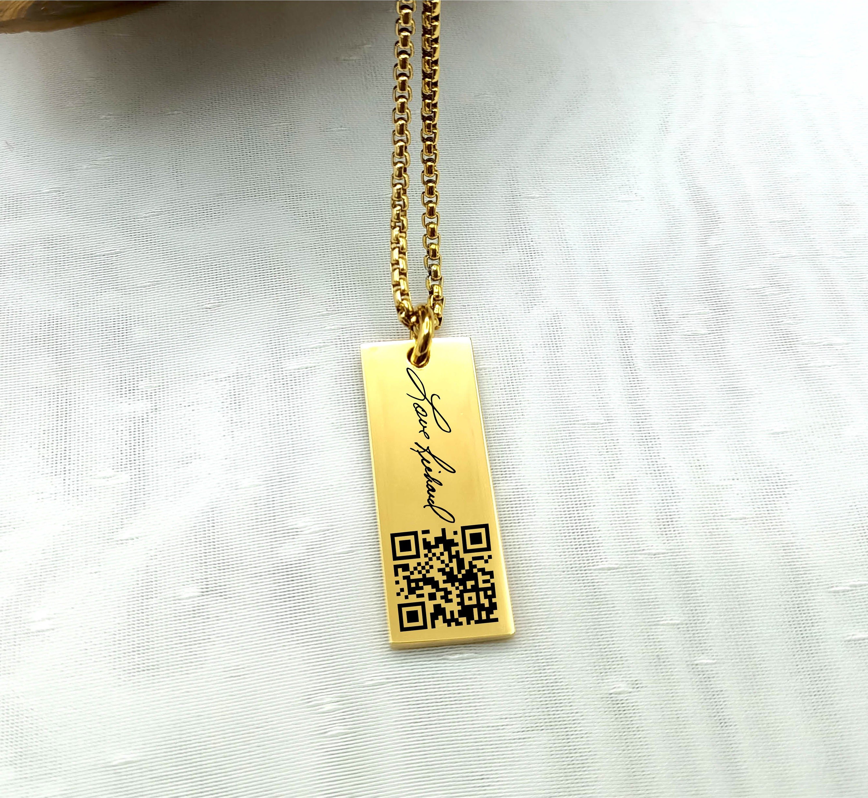 Soundwave Necklace with QR Code links to the Audio, Sound wave Jewelry, Heartbeat Necklace, Voice Recording Gift for Mom, Girlfriend Gift