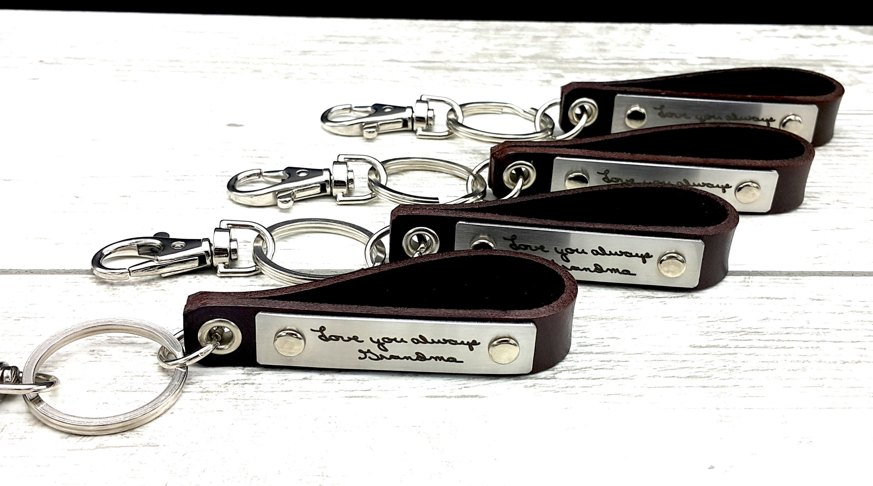 Personalized Handwriting & Voice Keychain – Leather Gift