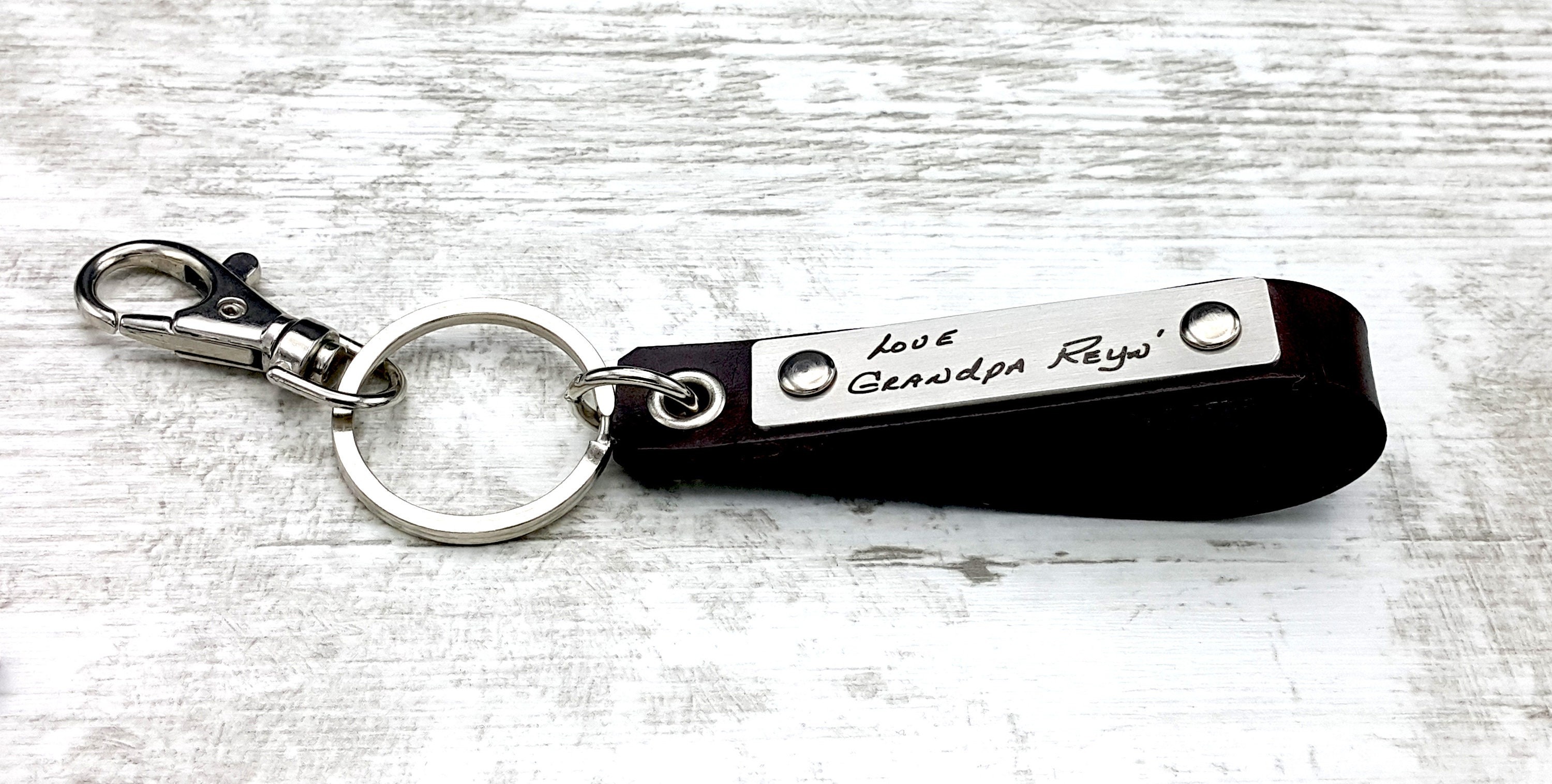Personalized Handwriting & Voice Keychain – Leather Gift
