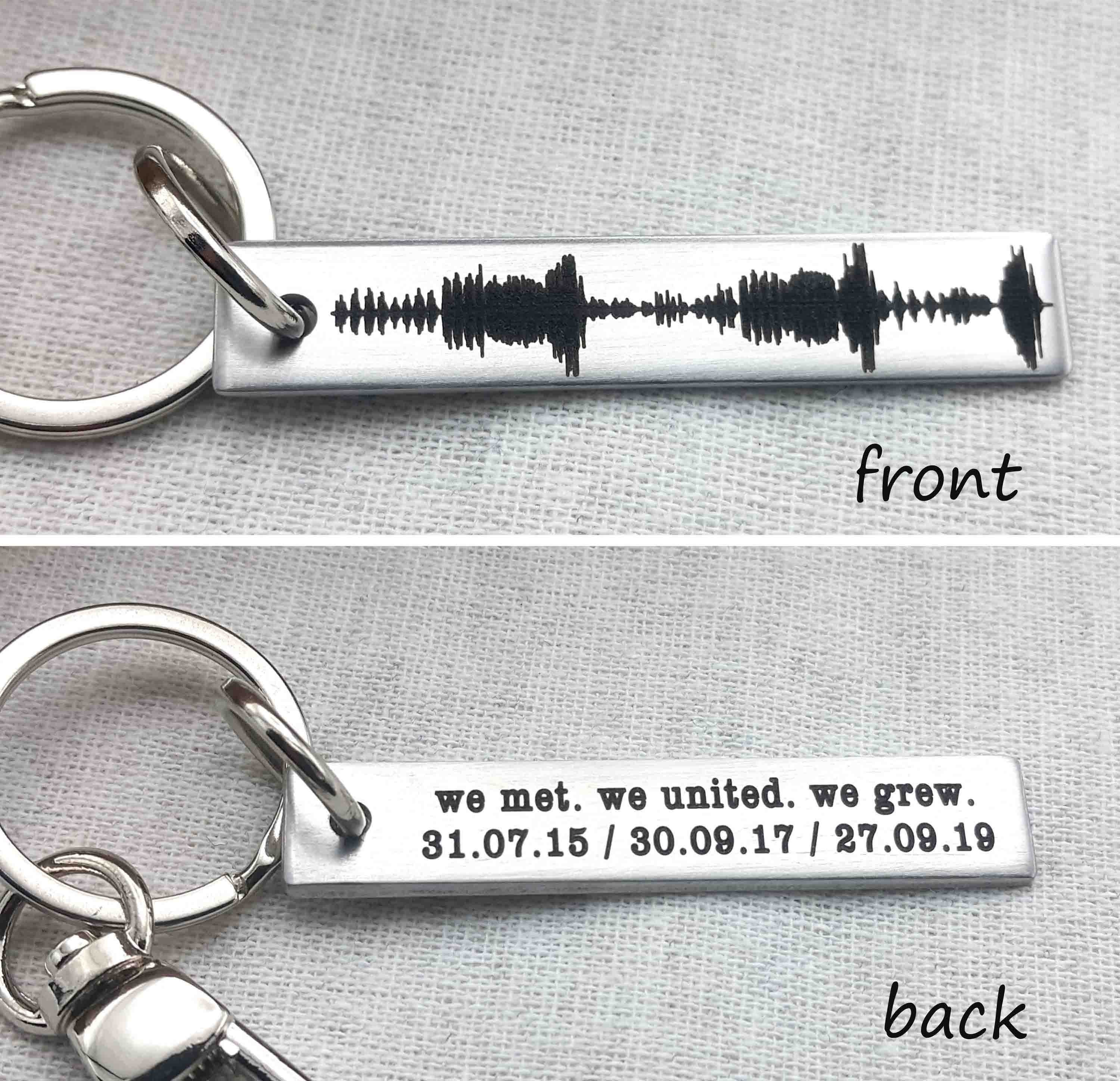 Personalized Soundwave Memorial Keychain with QR Code